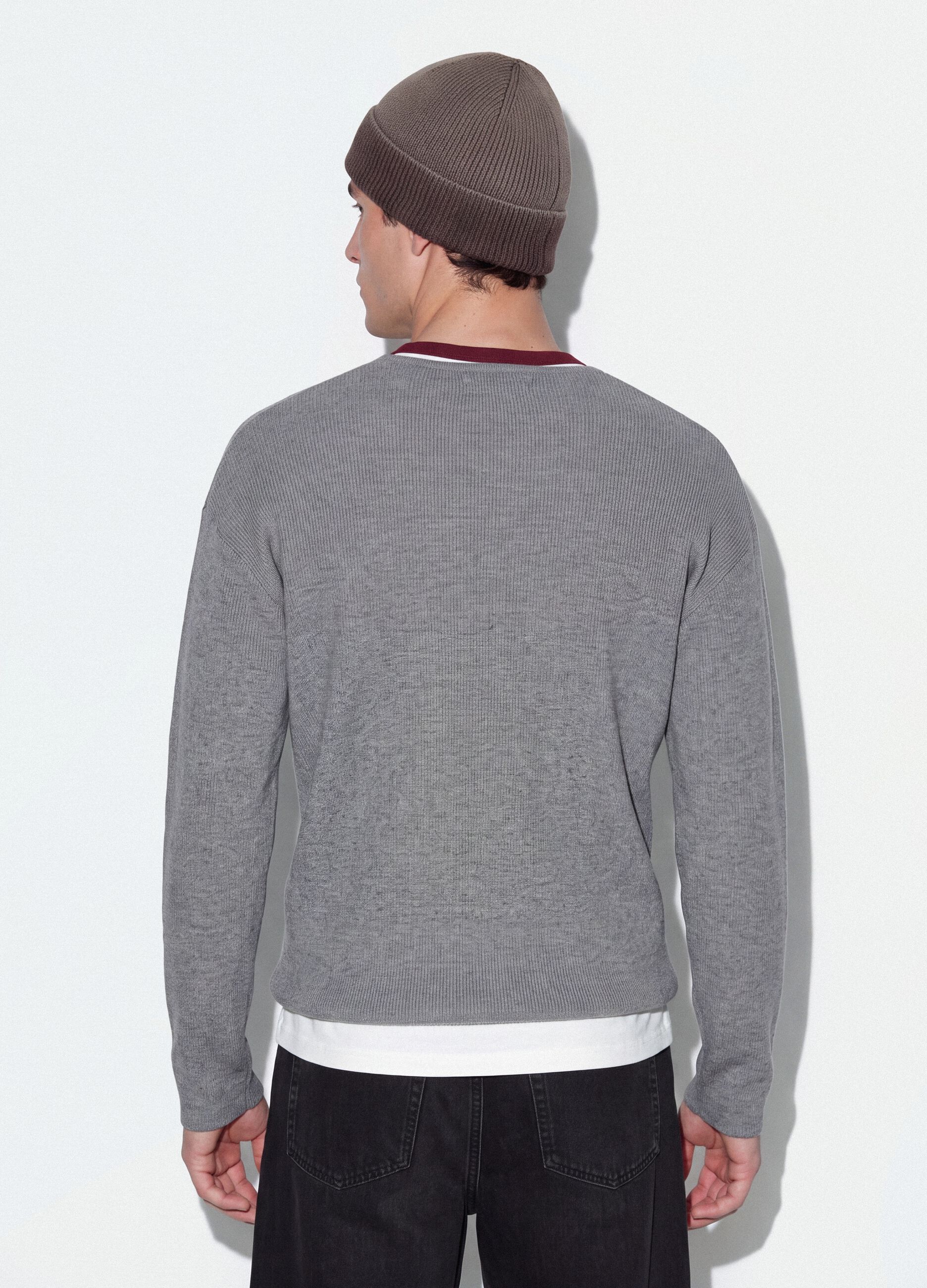 Grey cotton-blend regular-fit Henley top