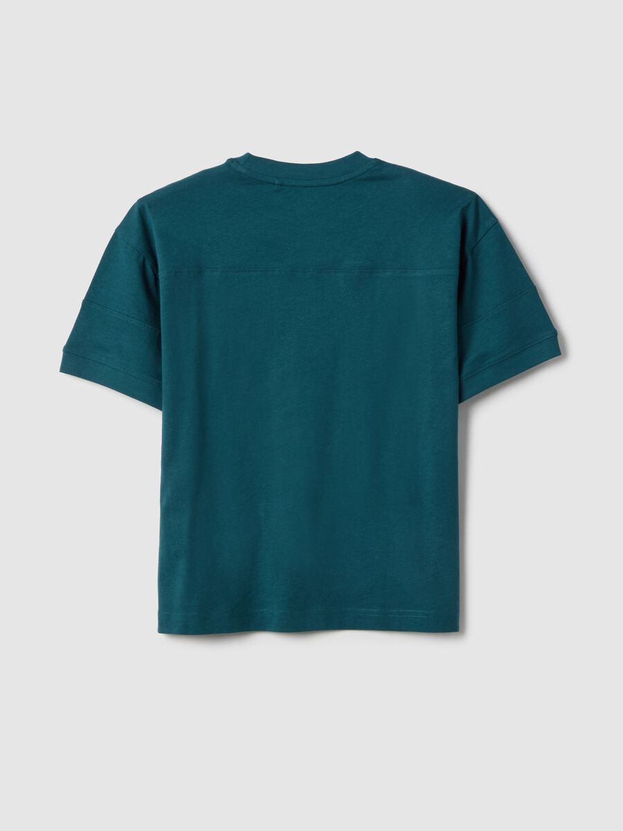 Boy's oversized green pure cotton t-shirt with print_1