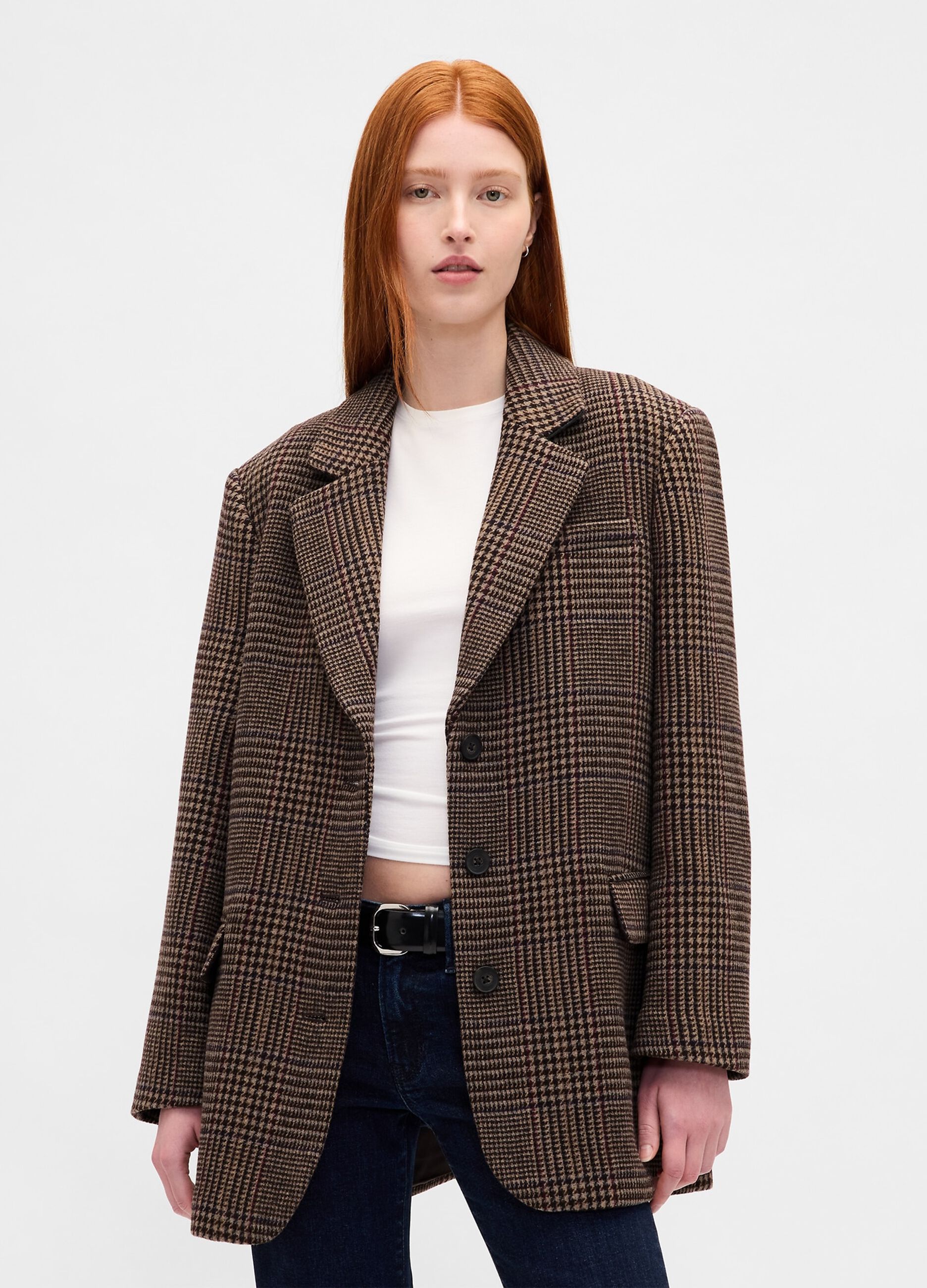Brown Jacket with Checked Pattern