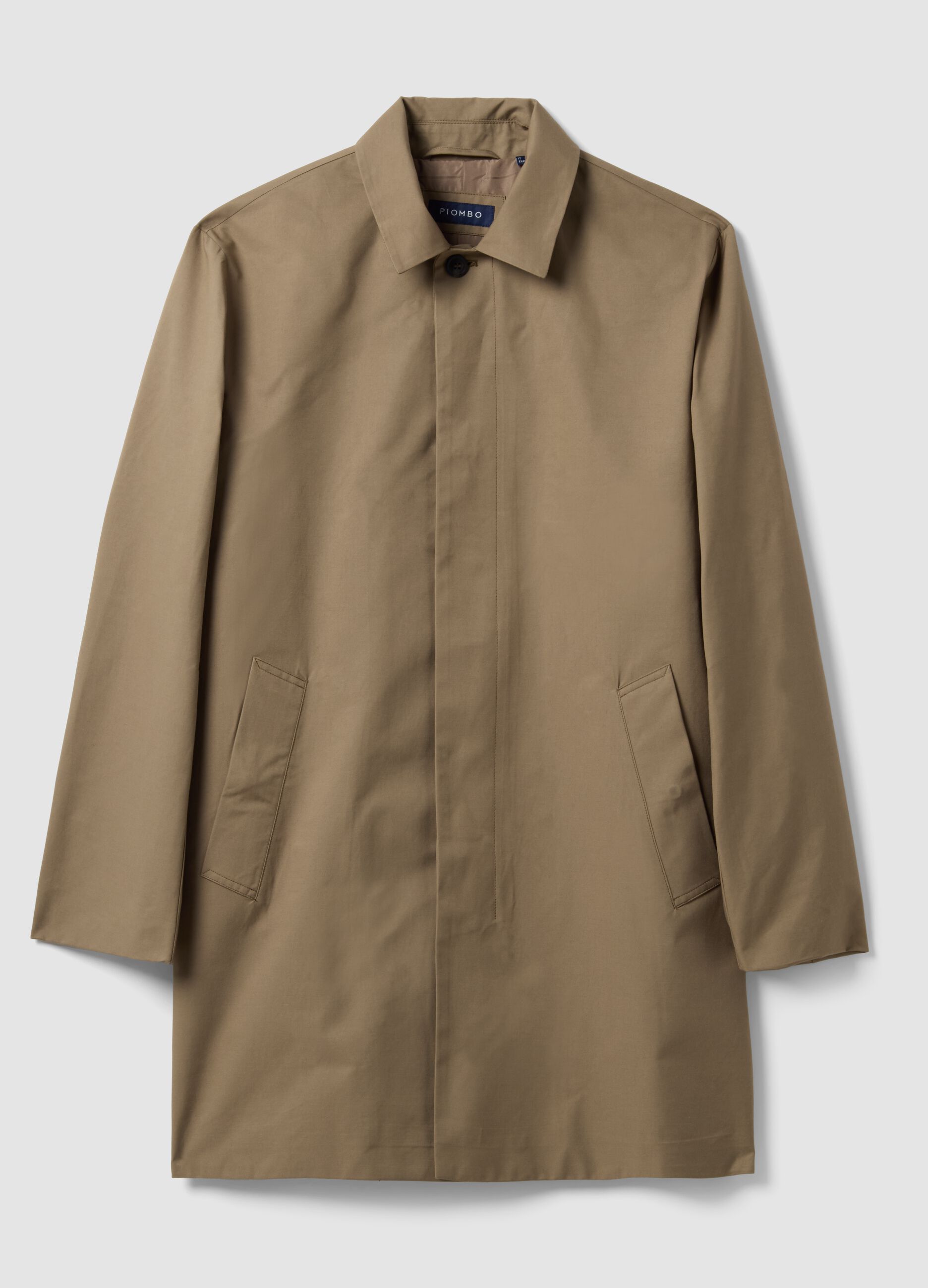Beige regular fit trench coat with button closure