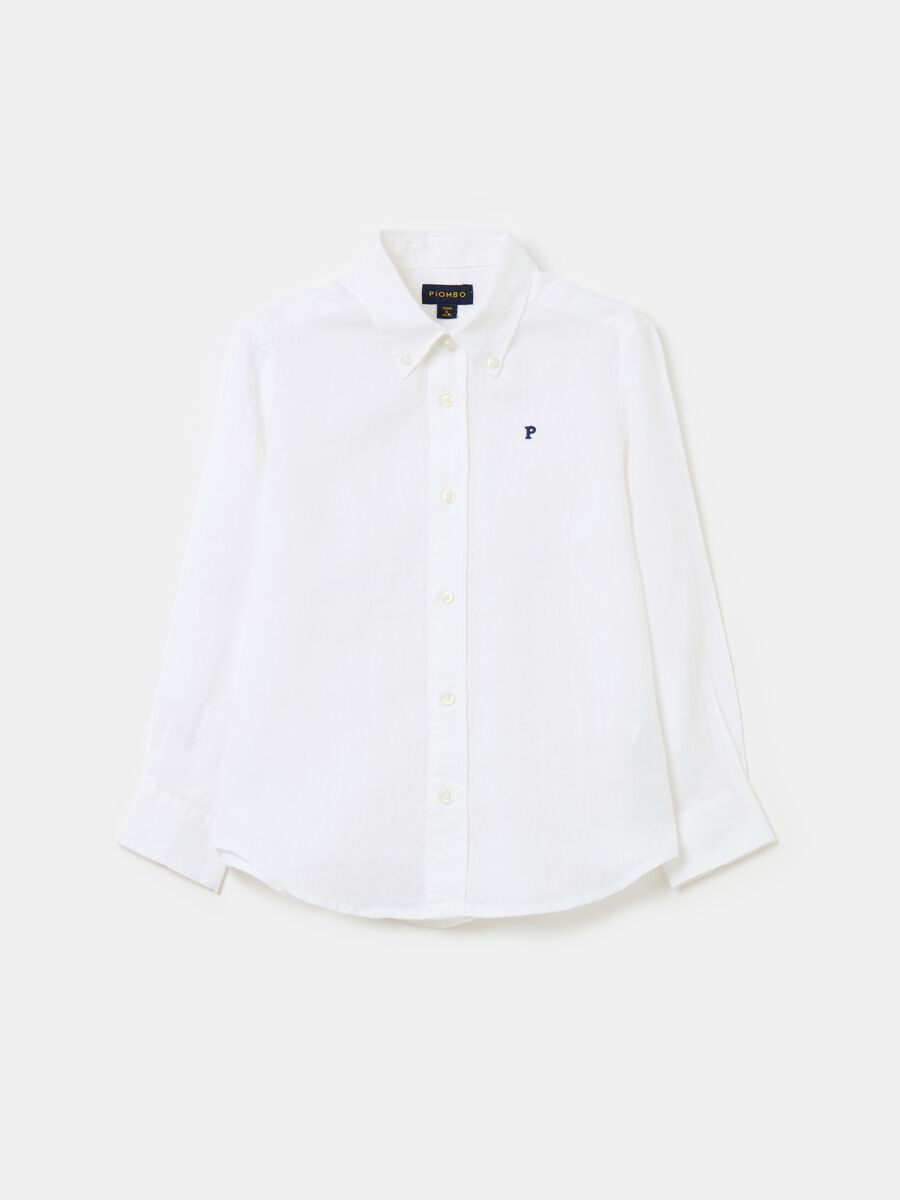 Linen shirt with logo embroidery_4