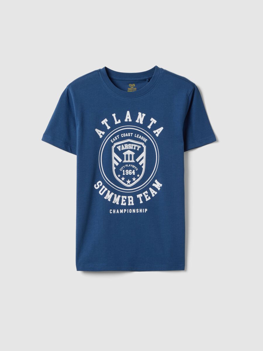 Boys' regular fit pure cotton blue t-shirt with print_0