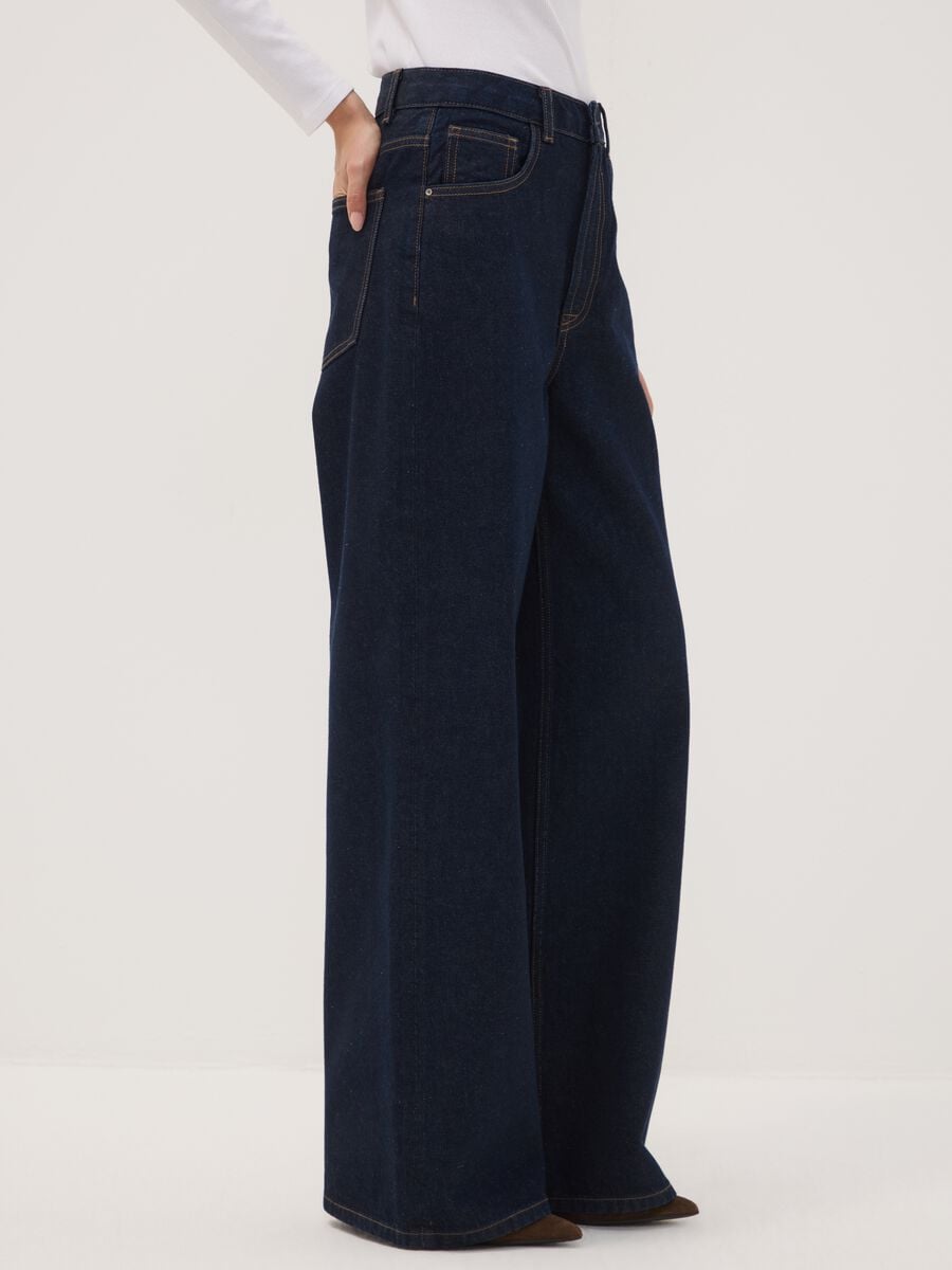 Blaue Wide-Leg-Jeans aus reiner Baumwolle_2