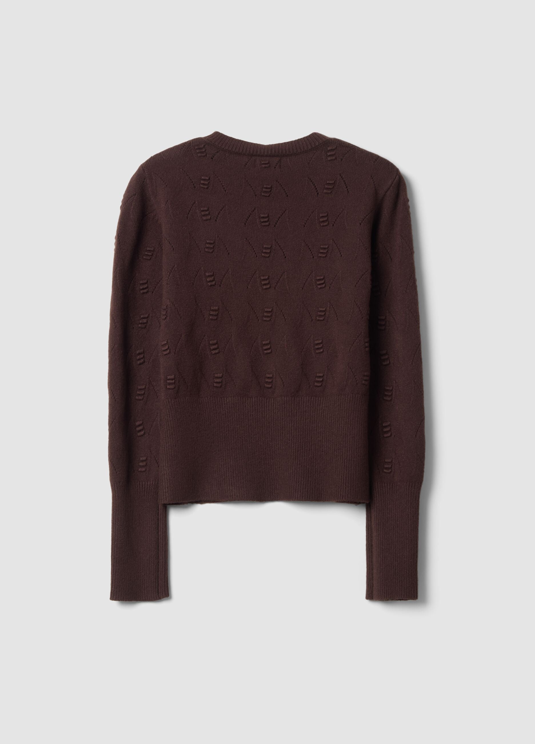Brown openwork viscose-blend jumper, regular fit