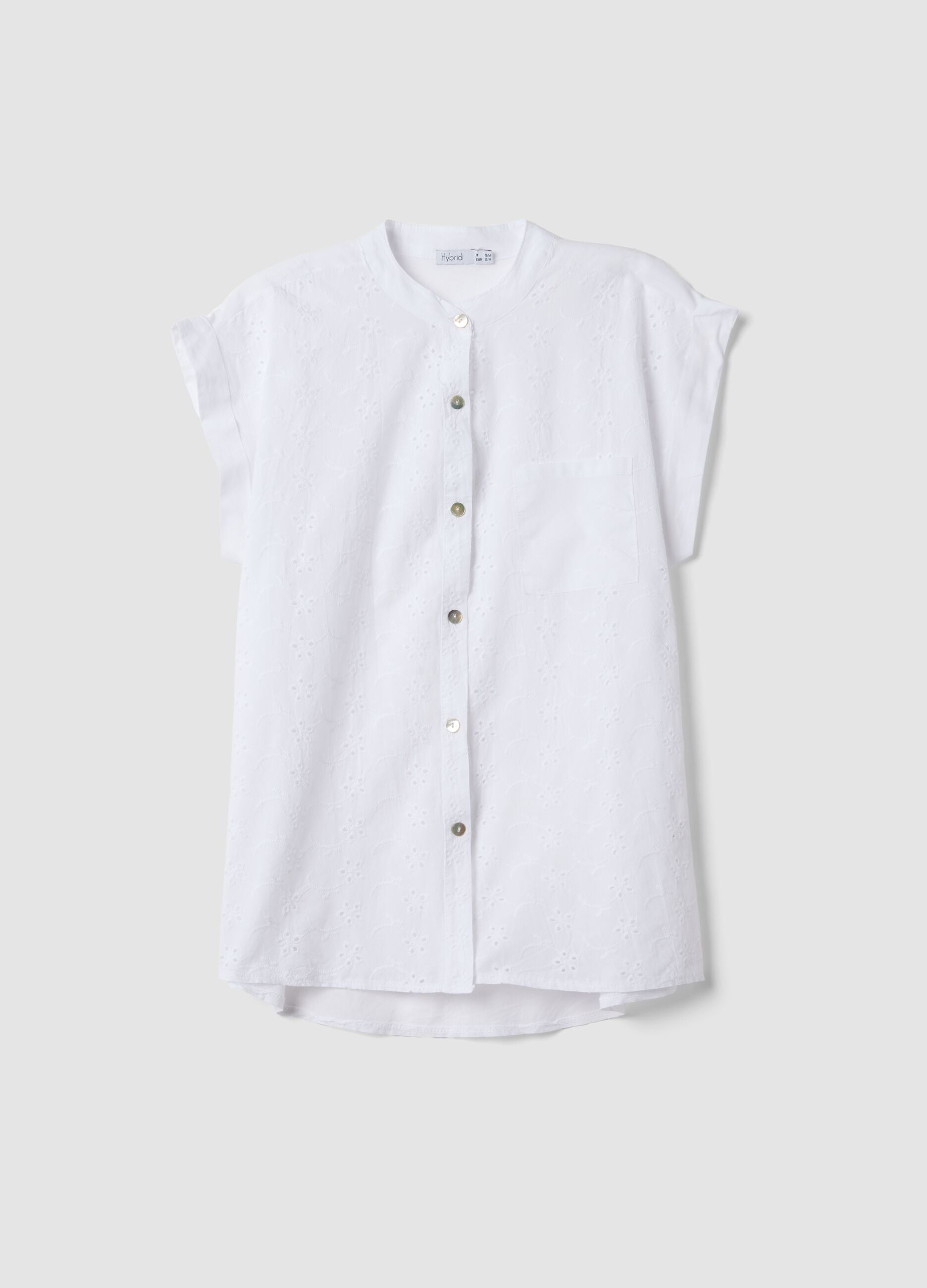 White pure cotton embroidered shirt