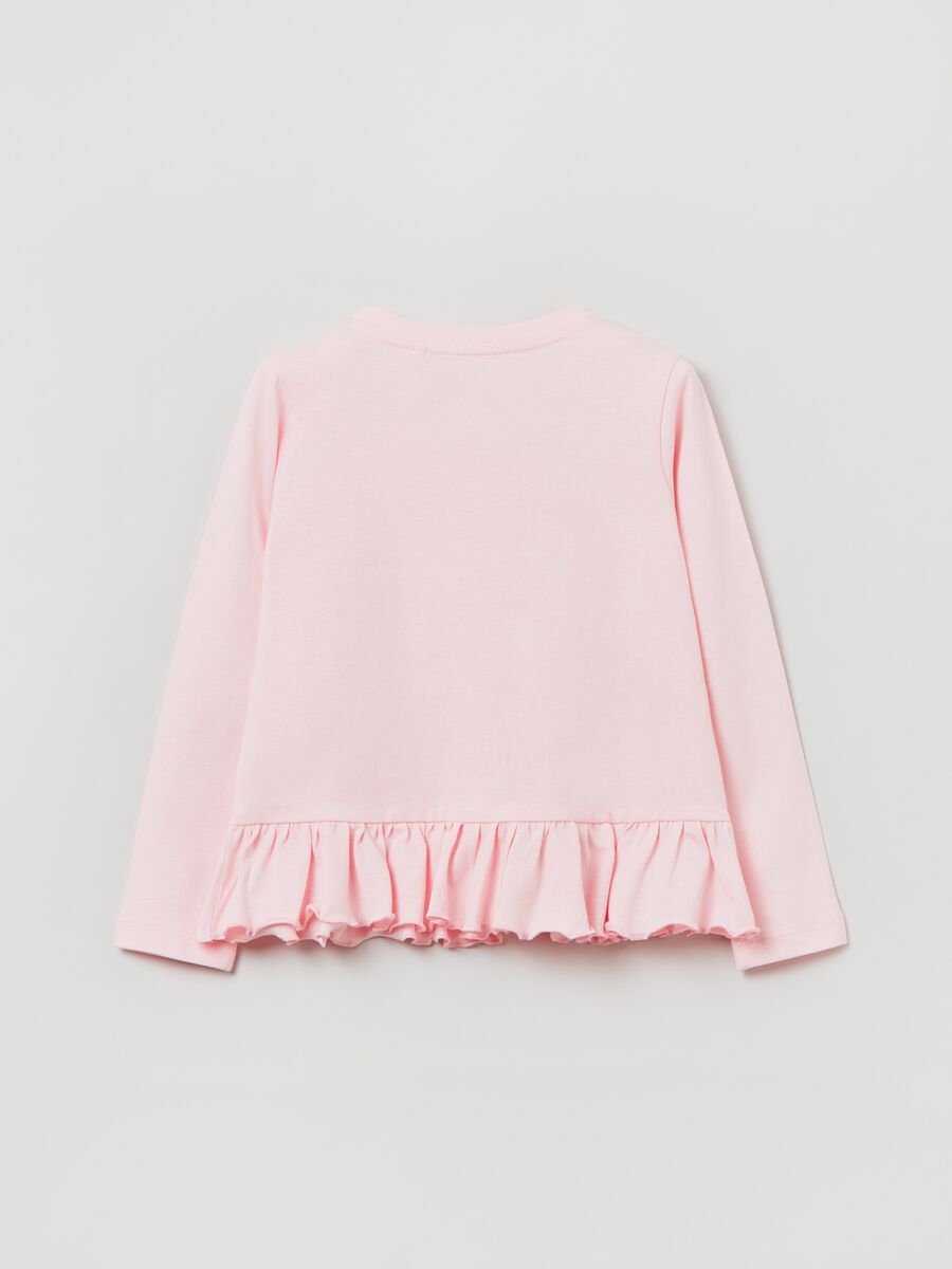 Long-sleeved T-shirt with diamantés and ruffles_1