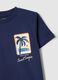 Boys' regular fit blue pure cotton T-shirt with palm print_2