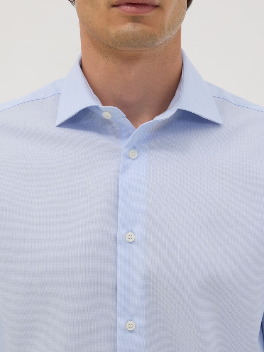 Light blue pure cotton shirt with classic collar, slim fit, non-iron_1