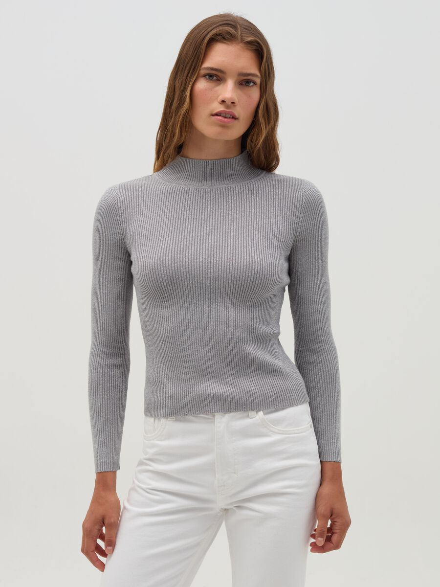 Pullover with high neck and lurex_0