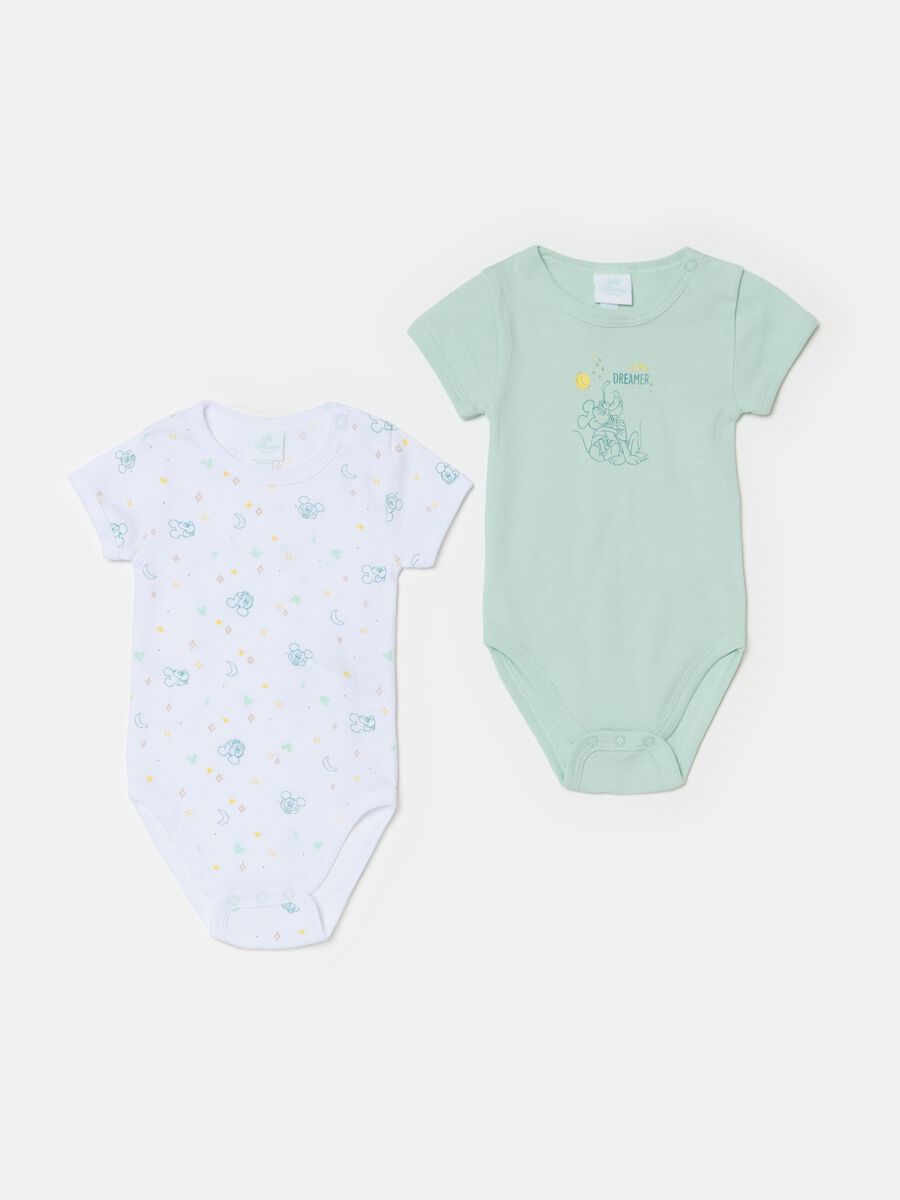 Two-pack organic cotton bodysuits with Mickey Mouse print_0