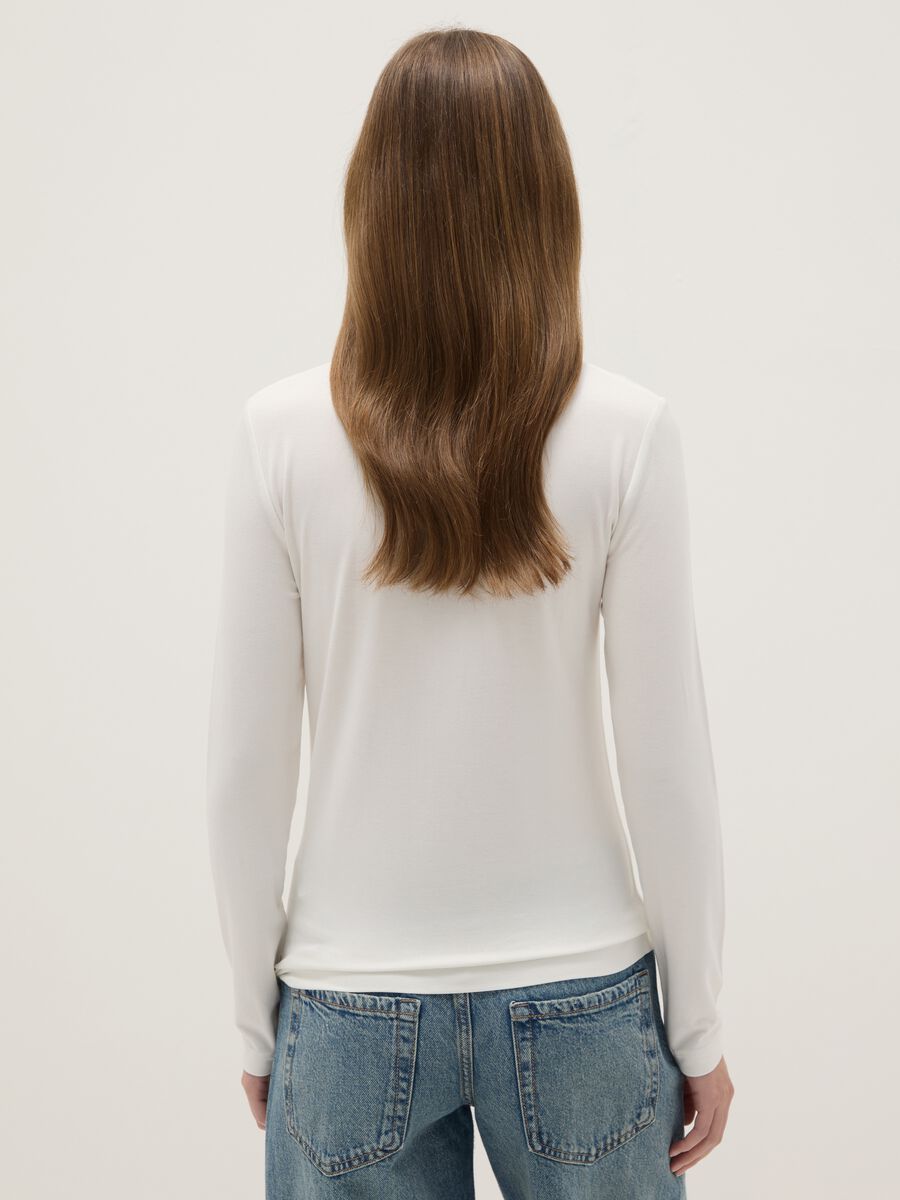 White stretch viscose t-shirt regular fit_2