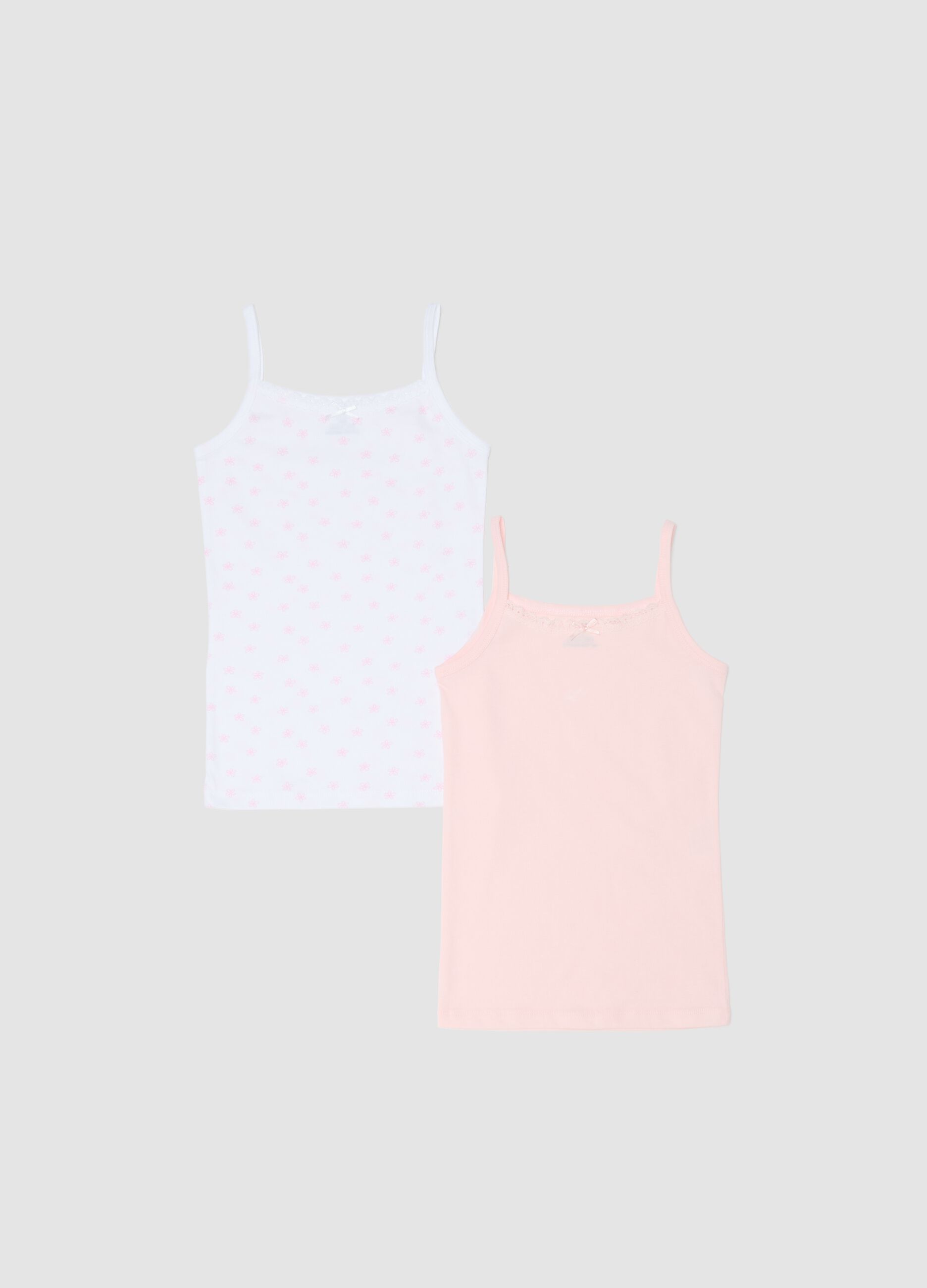 Zweierpack M&auml;dchen-Unterhemden aus reiner Baumwolle, multicolor, Regular Fit