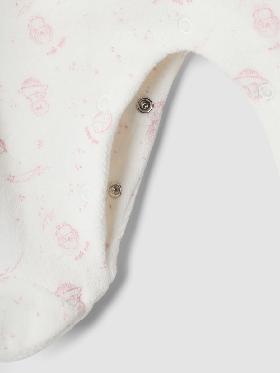2-pack pink and white cotton-blend baby girl sleepsuits with feet_3