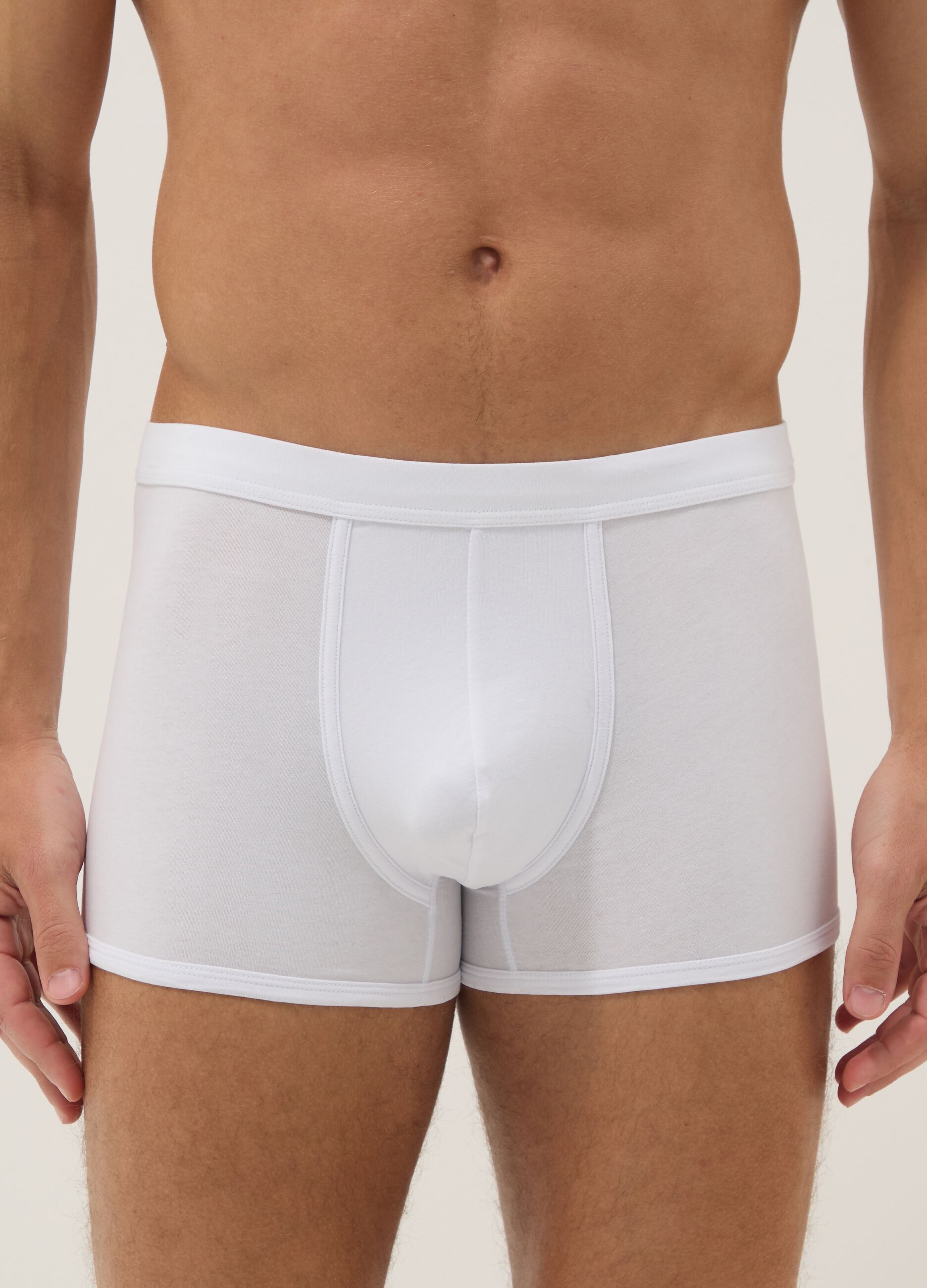 3-pack white stretch cotton boxers, regular fit