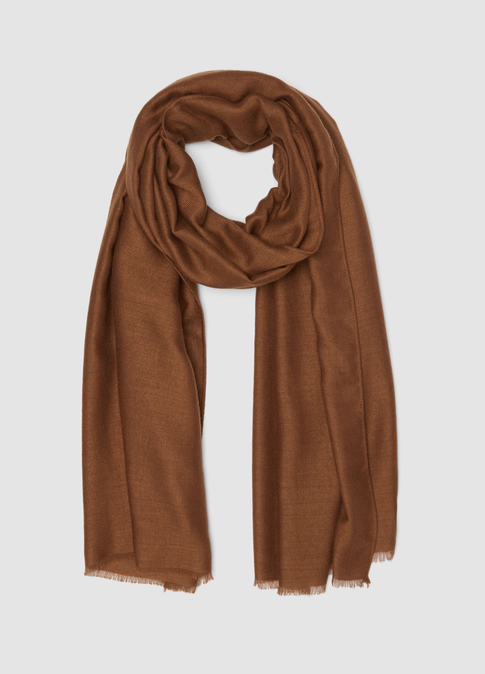 Brown fringed scarf