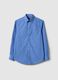 Regular Fit Easy Iron Blue Shirt with Button-Down Collar_4