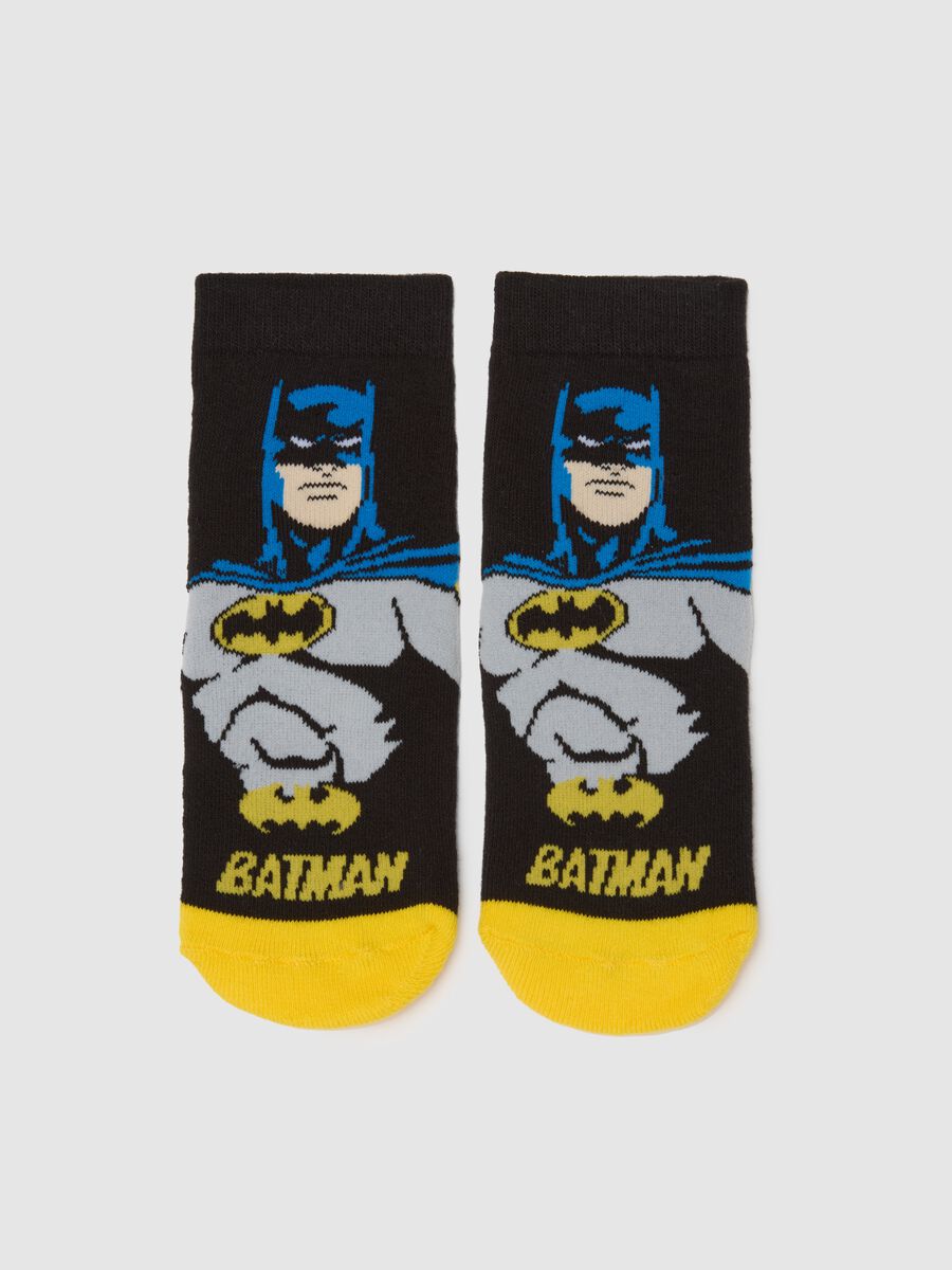 Multicolor Cotton Blend Kids' Non-Slip Socks with Batman Print_1