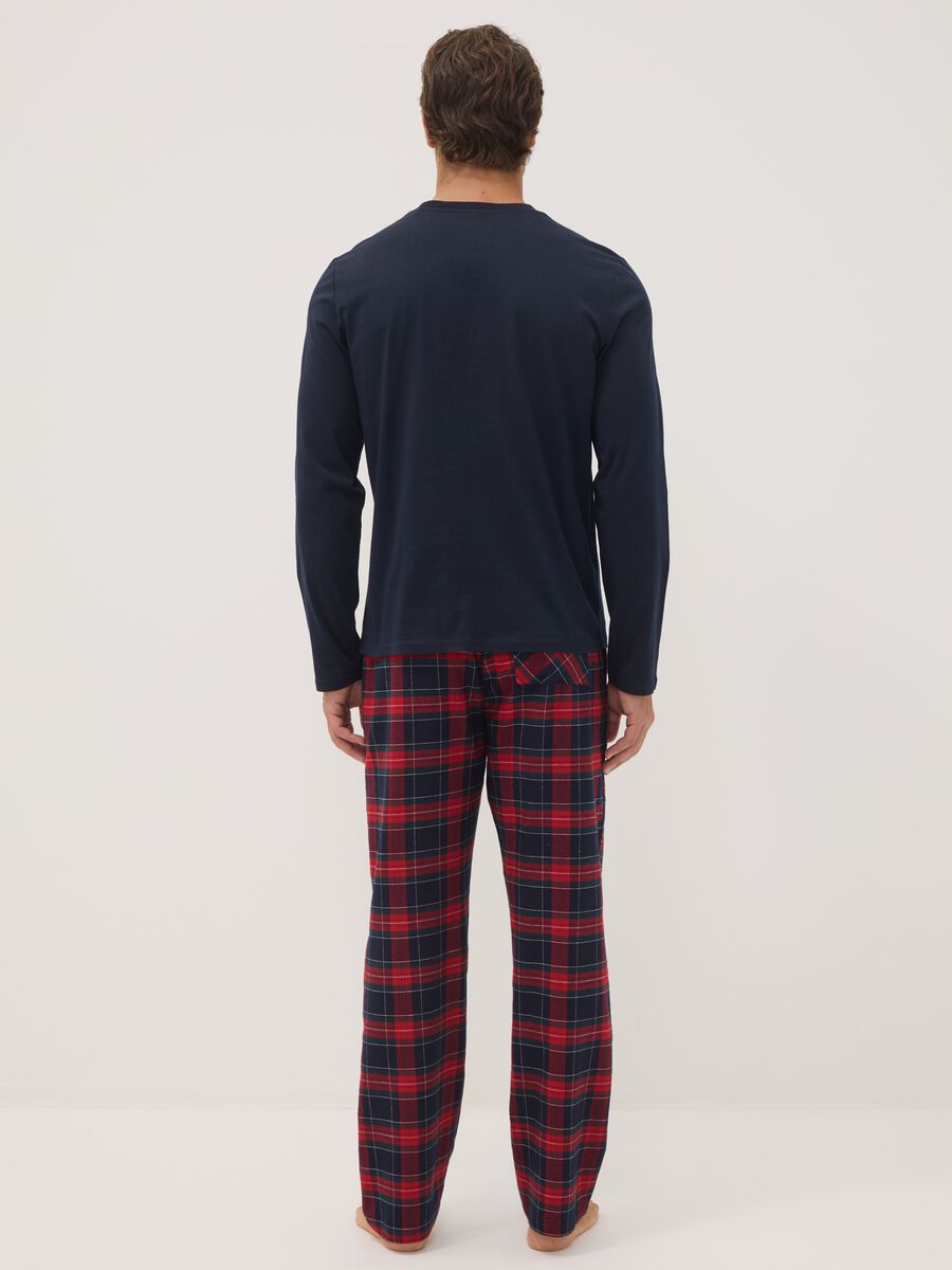 Navy blue pure cotton crew-neck pyjamas_2