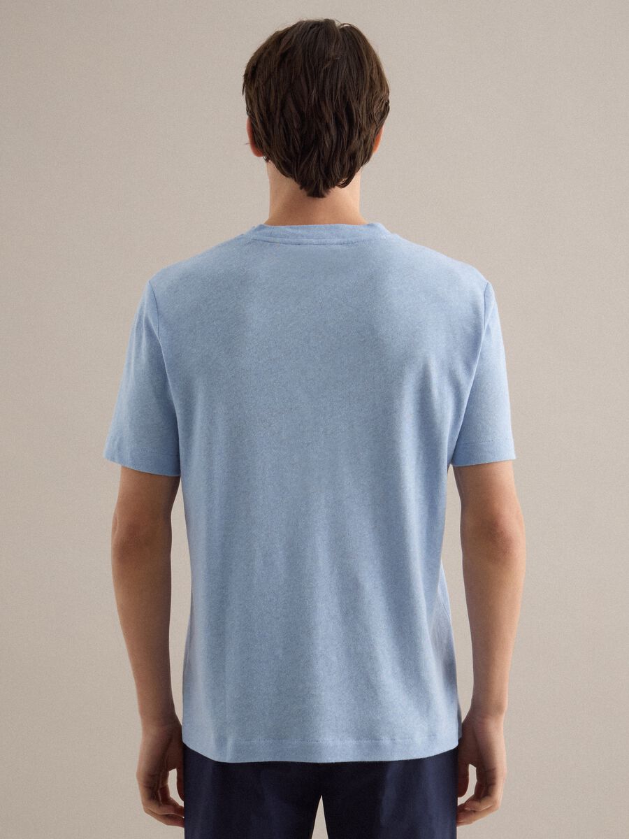 Regular fit light blue linen-cotton blend T-shirt_3