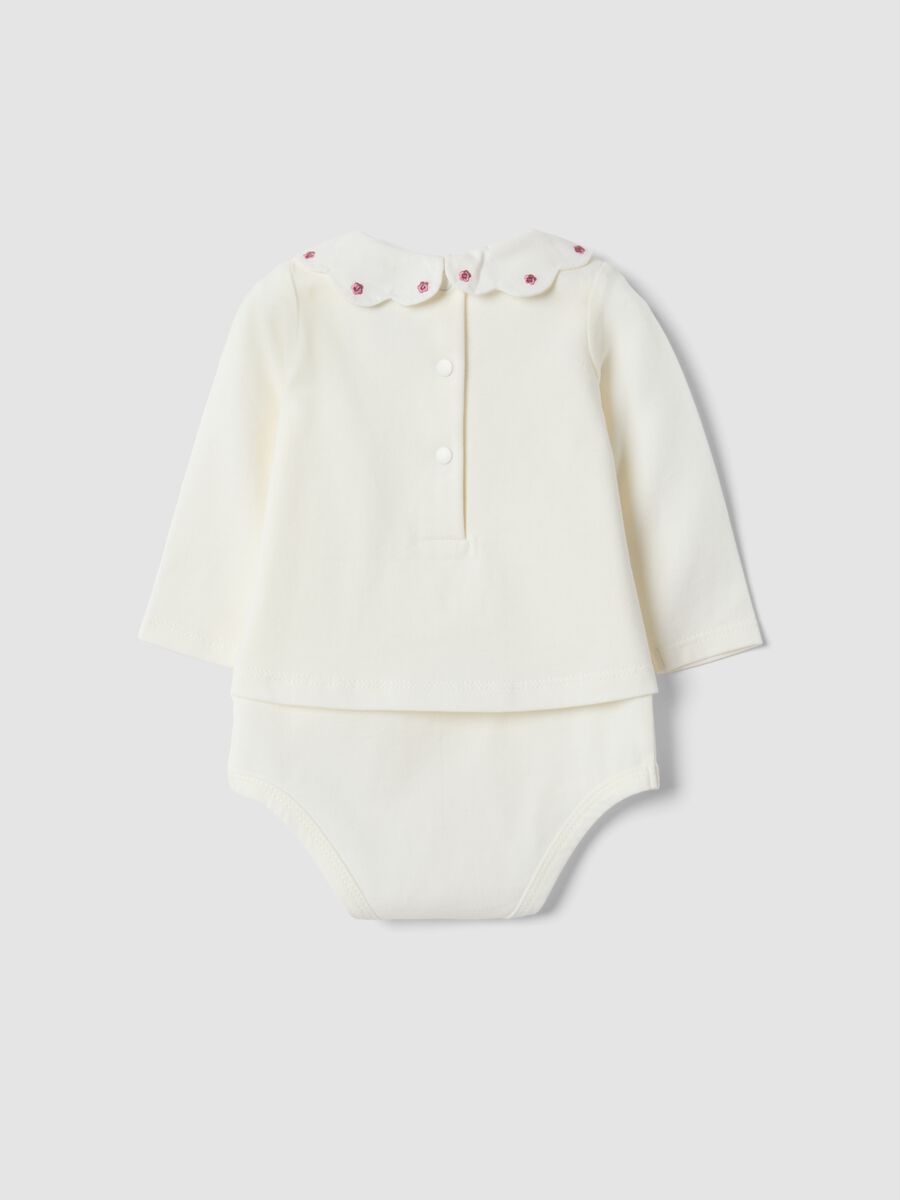 White pure organic cotton bodysuit with collar_1