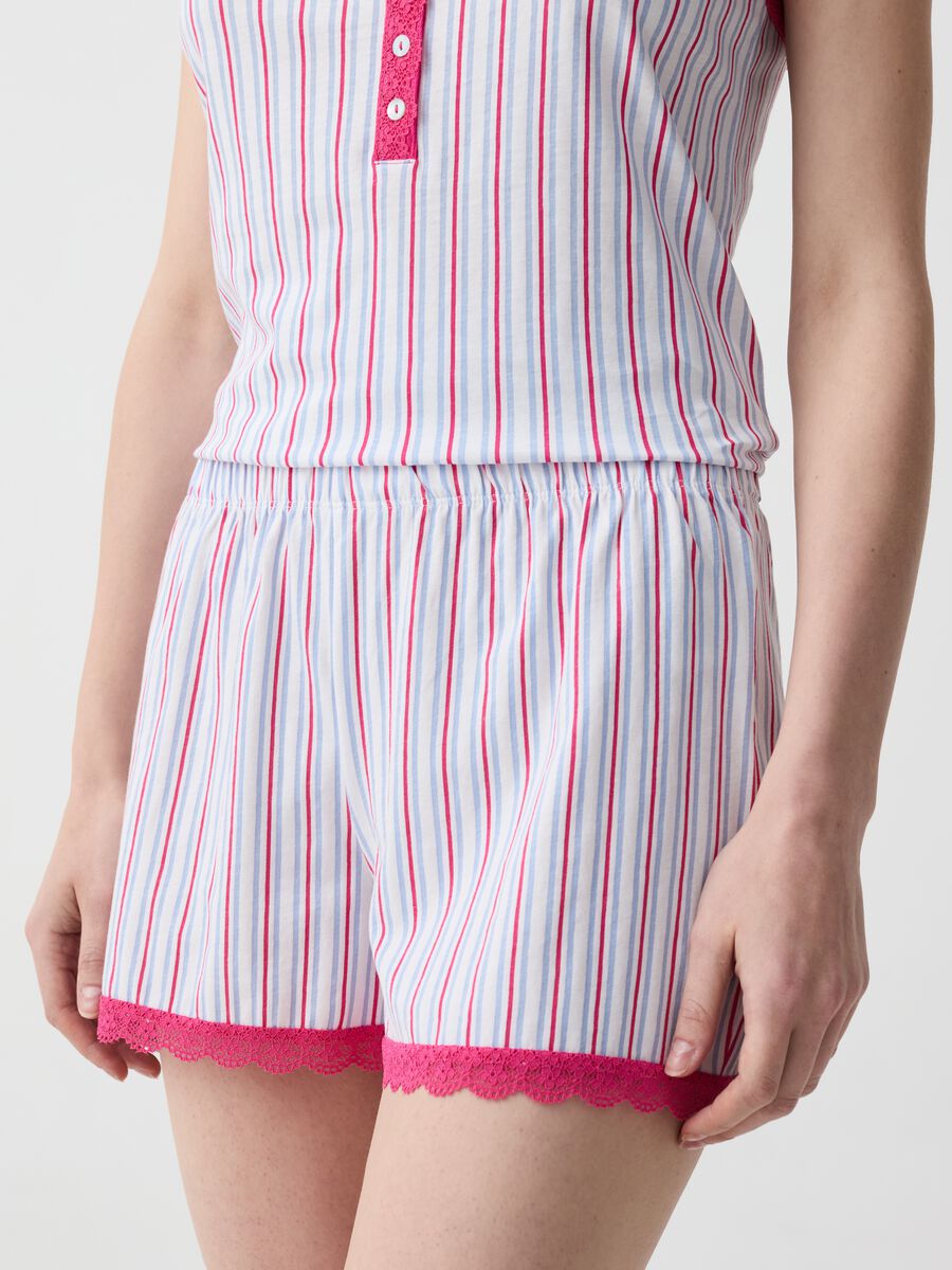 Striped pyjama shorts with lace_1
