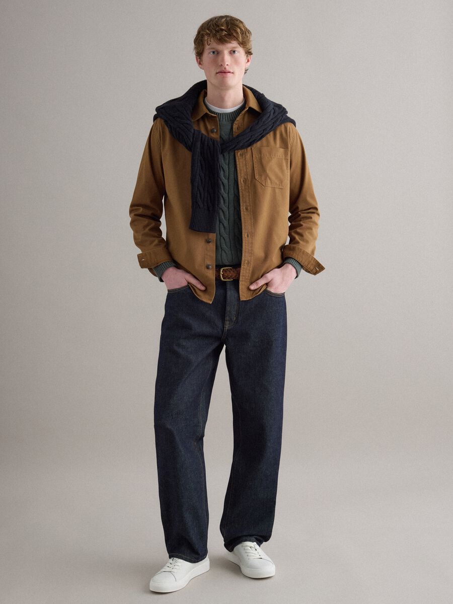 Brown pure cotton regular fit shirt_2