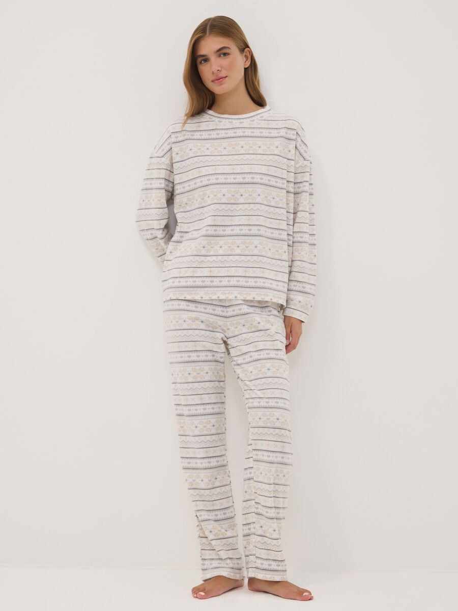 White Nordic-print pyjama trousers_0