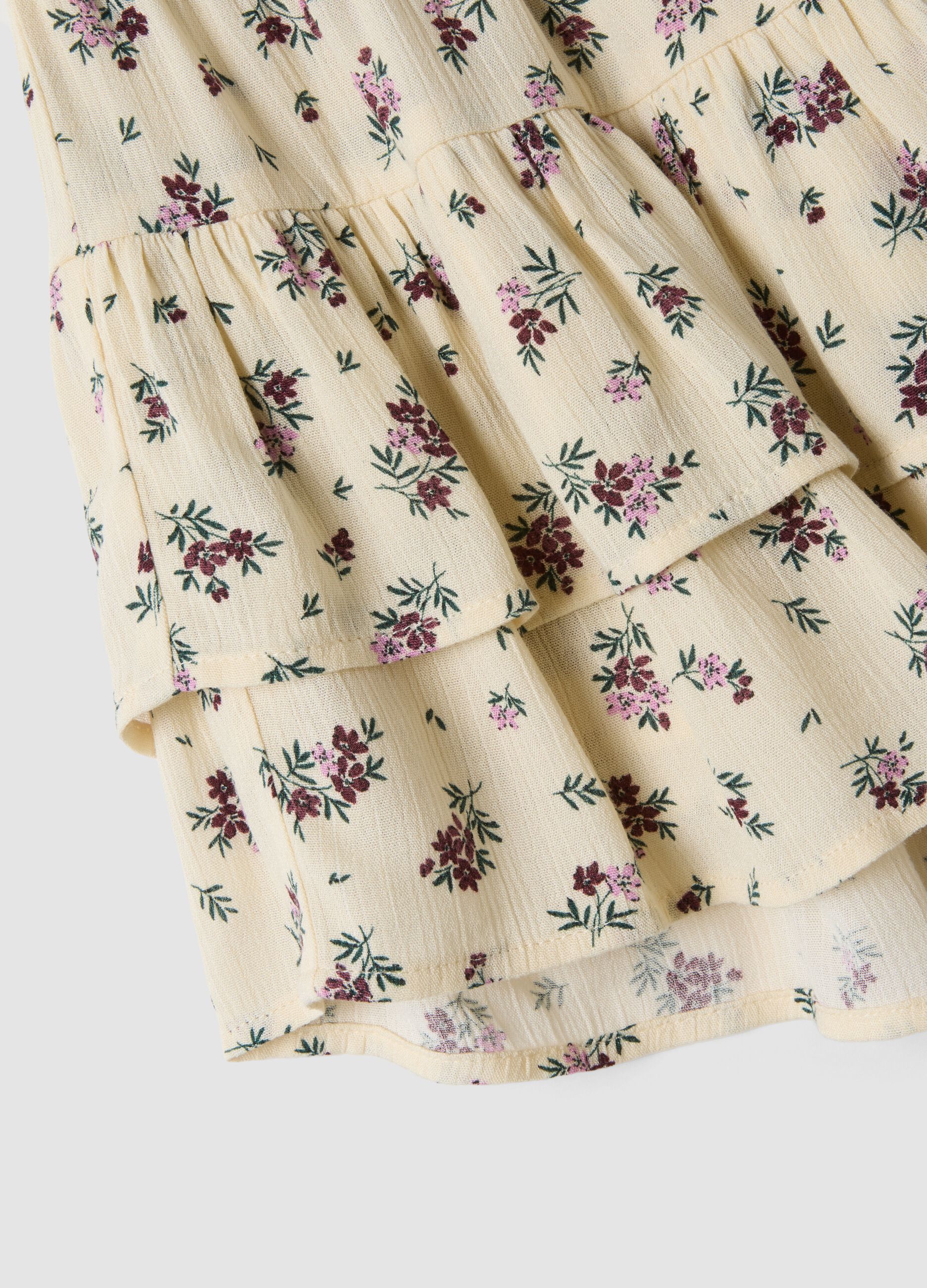 Mini gonna bianca in pura viscosa con balze