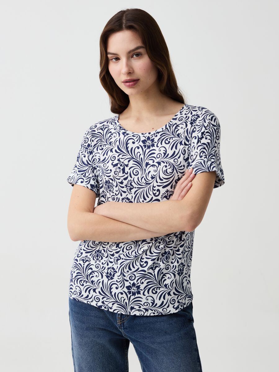 Floral T-shirt with kimono sleeves_0
