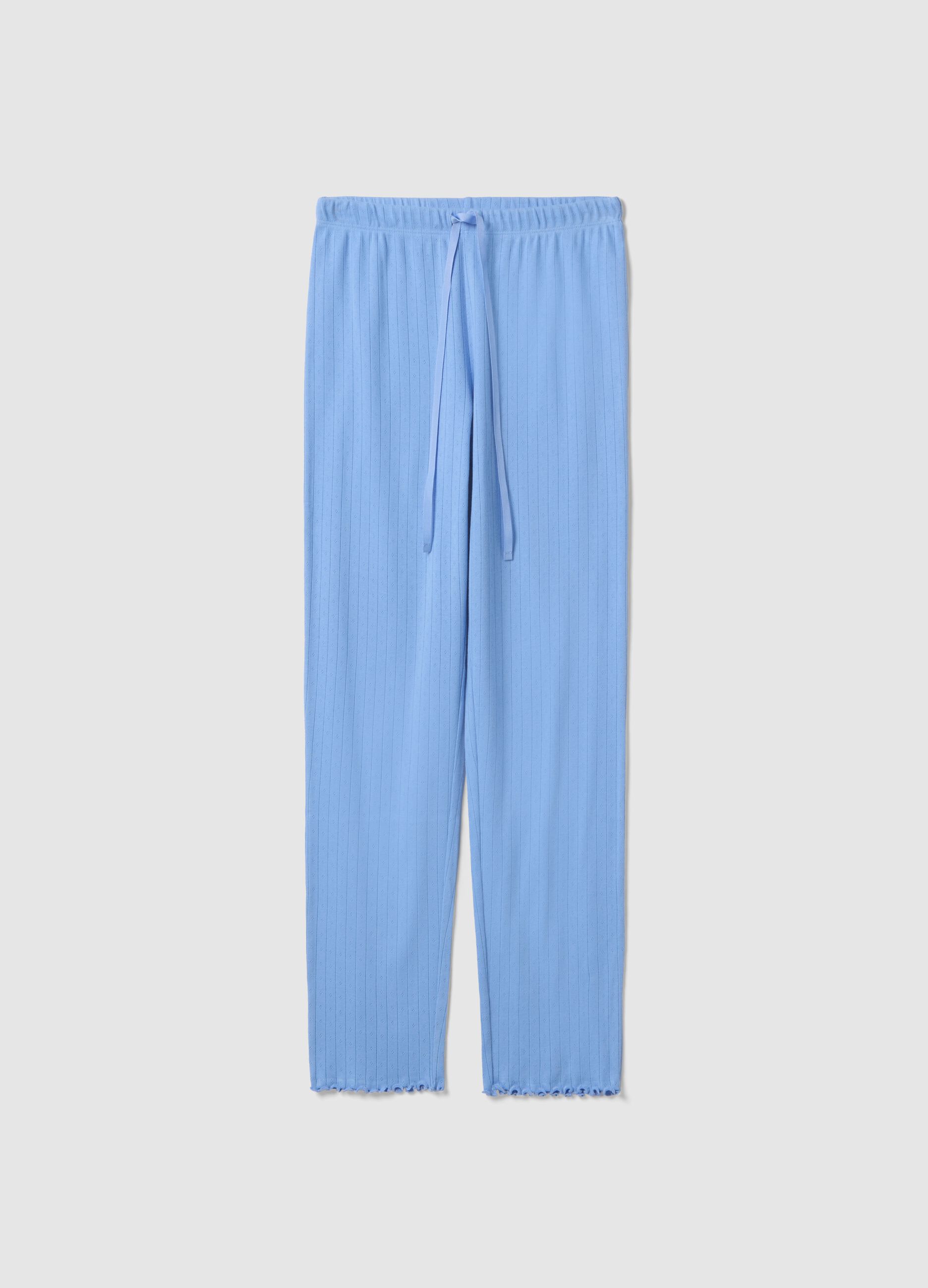 Blue pure cotton regular fit pyjama trousers