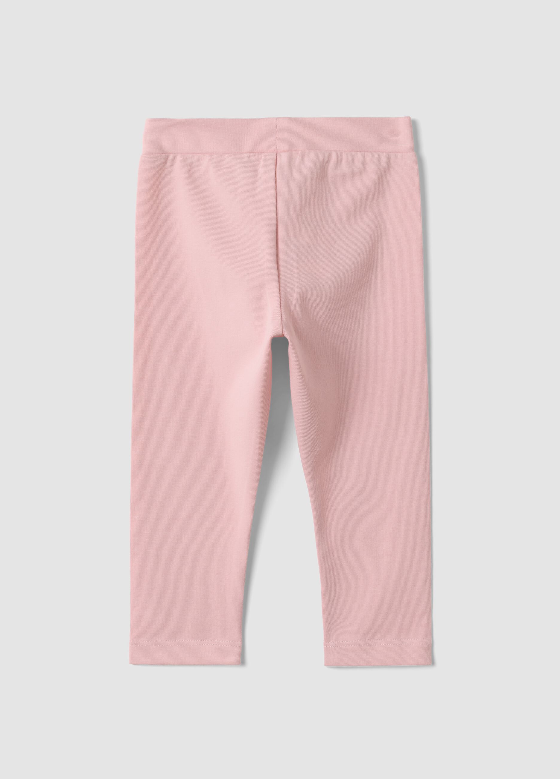 Rosa Leggings aus elastischer Bio-Baumwolle mit Strass f&uuml;r Baby-M&auml;dchen