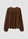 Braune Regular-Fit-Bluse mit Kn&ouml;pfen und langen &Auml;rmeln_2