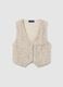 Beige regular fit waistcoat with sequins_4