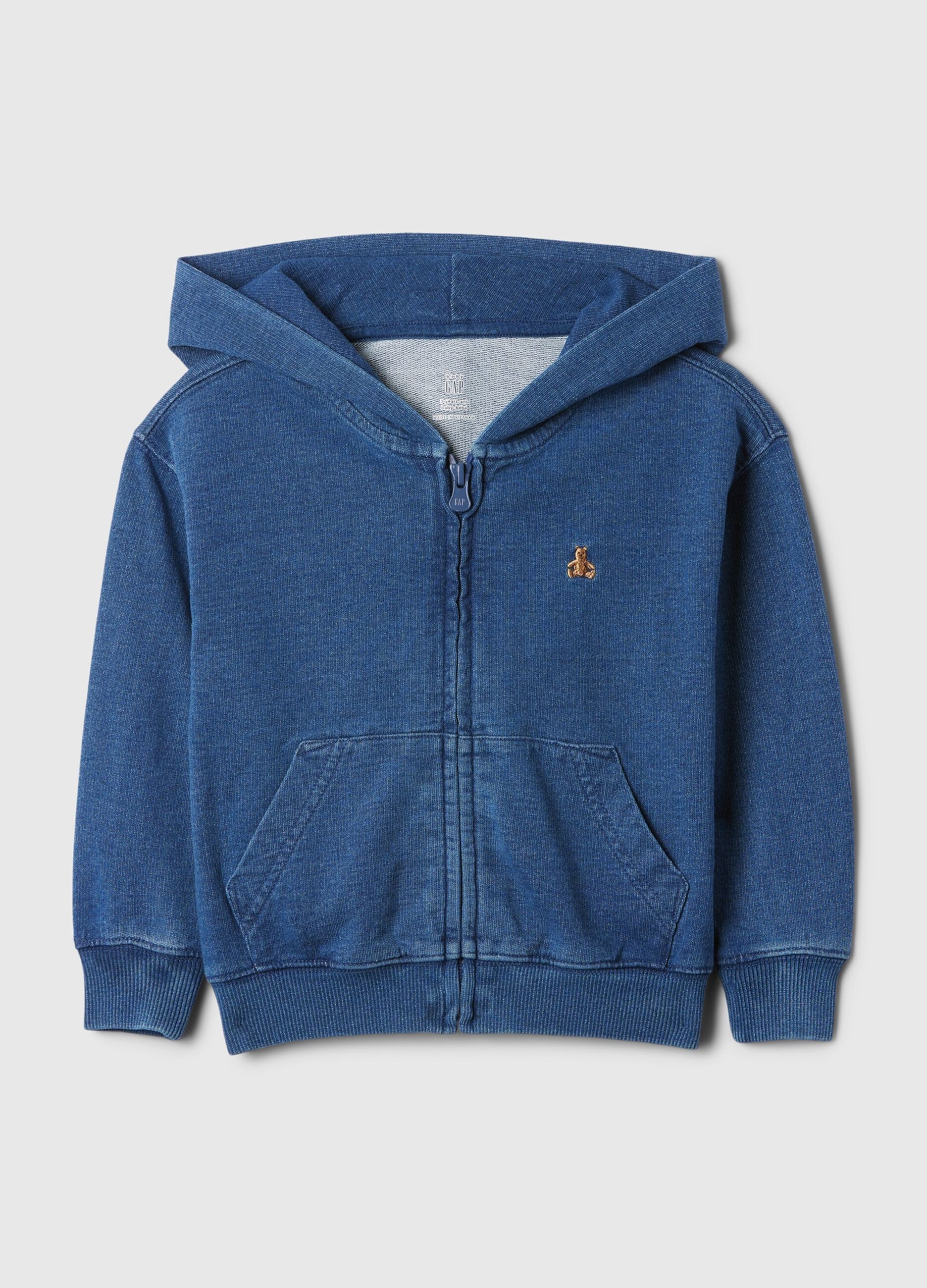 Blue hoodie with full zip