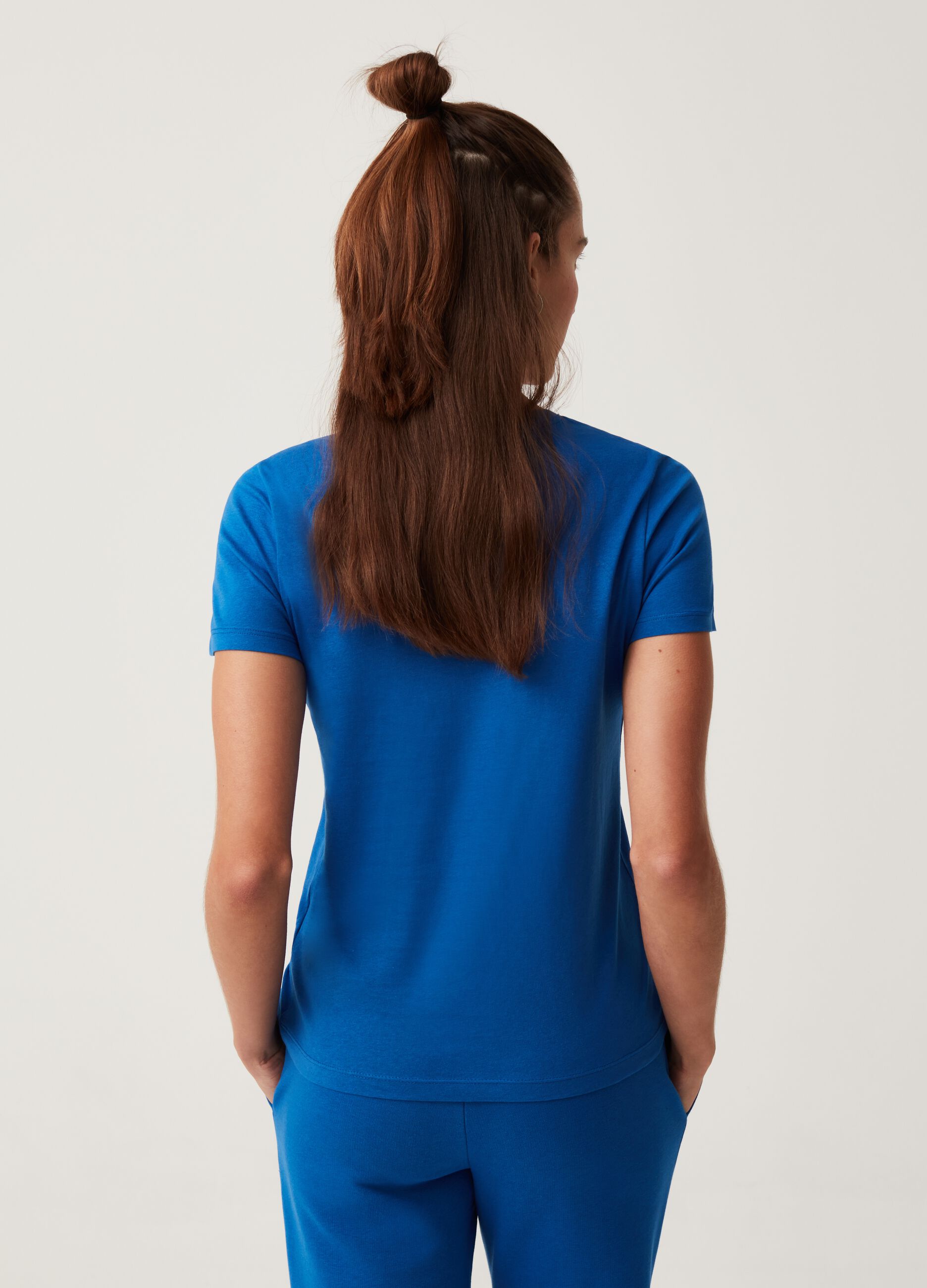 Fitness cotton T-shirt with round neck 