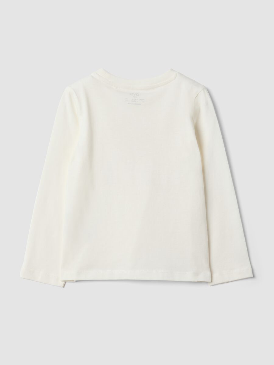 White pure organic cotton T-shirt with bow print for girls_1