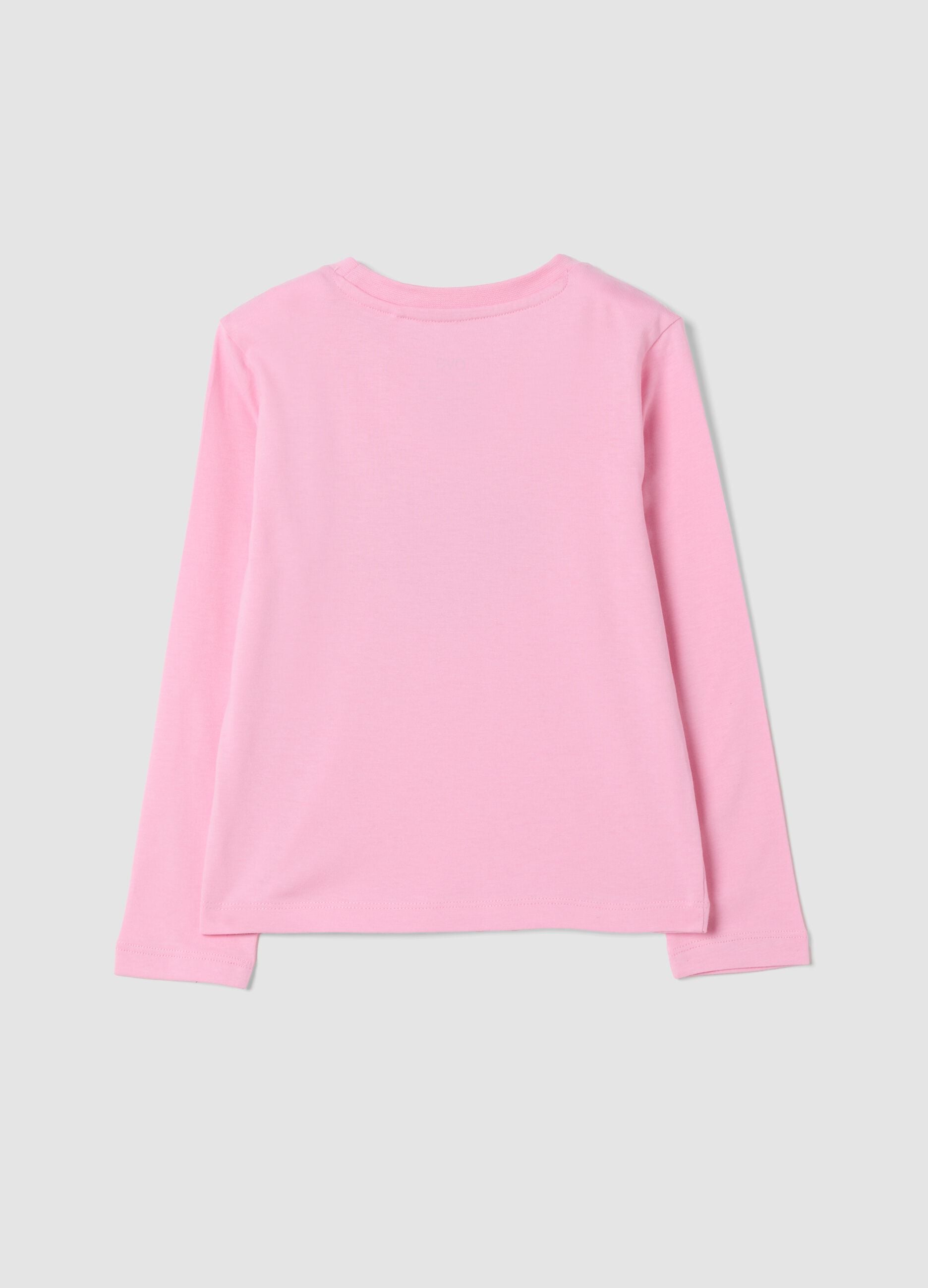 T-shirt rosa em puro algod&atilde;o org&acirc;nico com gola redonda