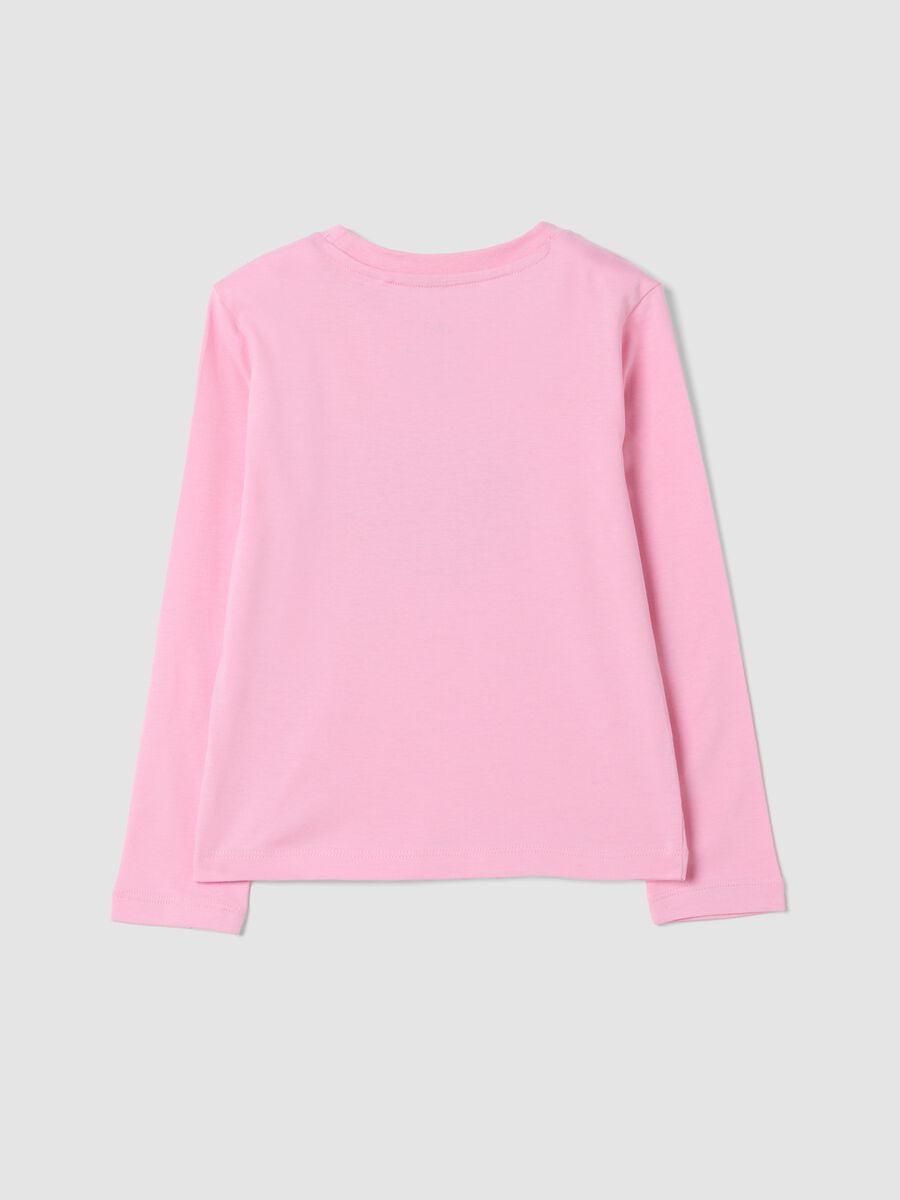 Pink crew-neck T-shirt in 100% organic cotton_1