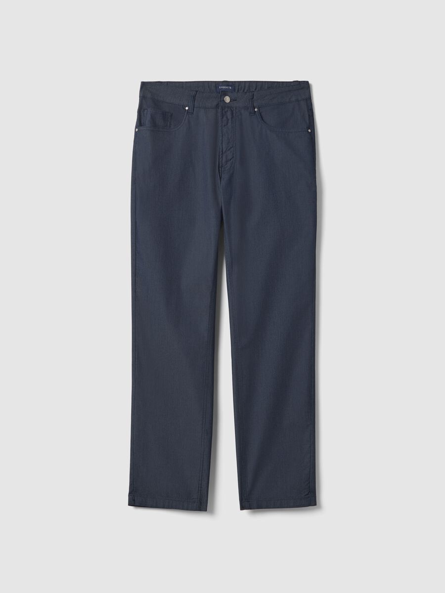 Blue stretch cotton trousers with five pockets_4