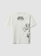 White oversized pure cotton T-shirt with "Never Benched" slogan for boys_1