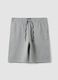 Graue Shorts aus Baumwollmix mit elastischem Bund, Regular Fit_3