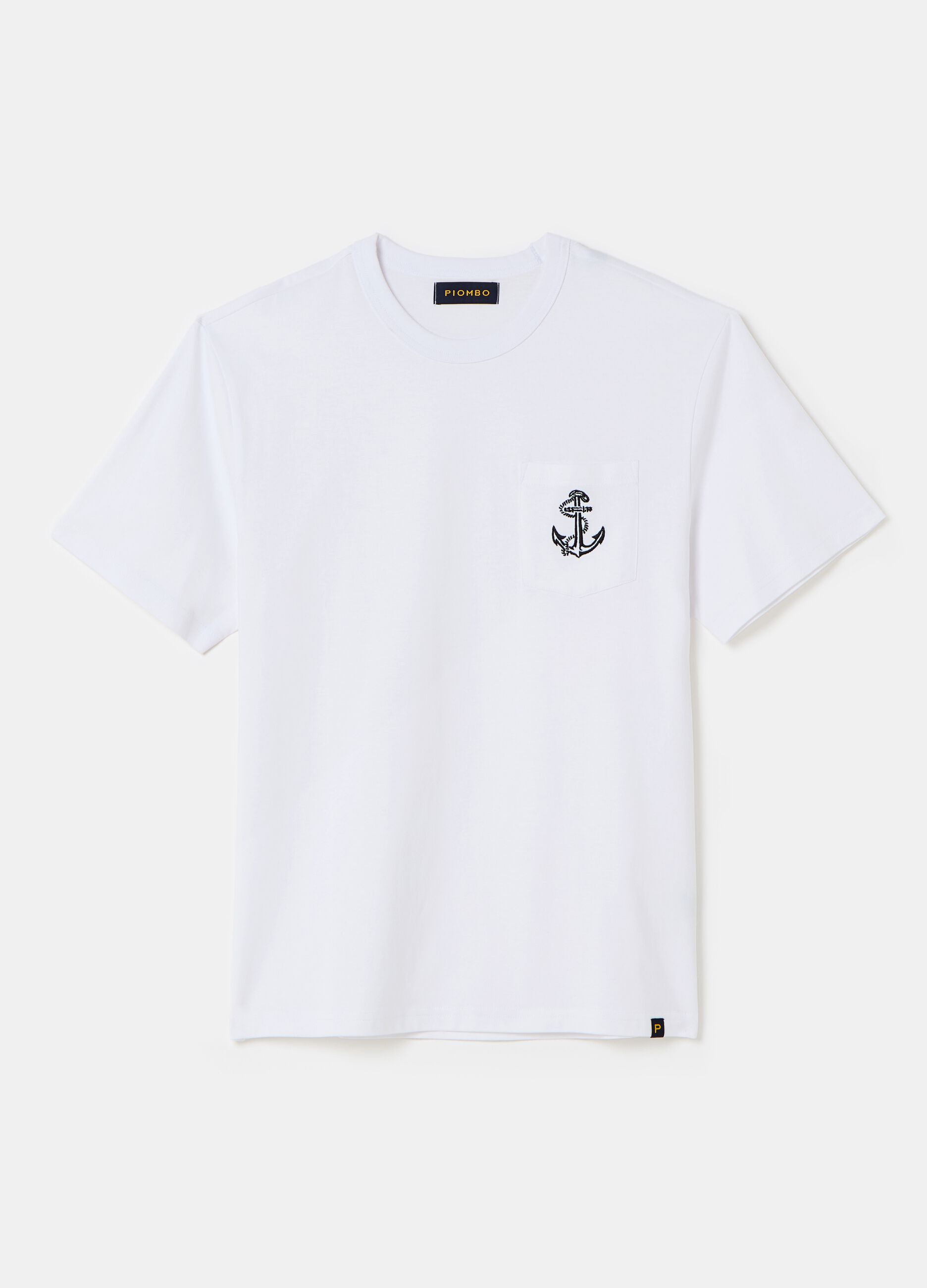 T-shirt with pocket and anchor embroidery