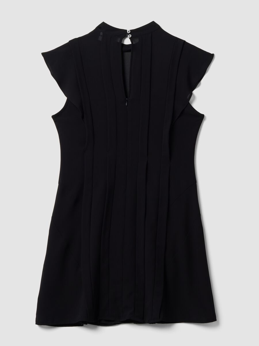 Black relaxed-fit dress with short ruffle sleeves_1