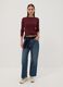 Burgundy pure cotton long-sleeve crew-neck T-shirt, regular fit_1