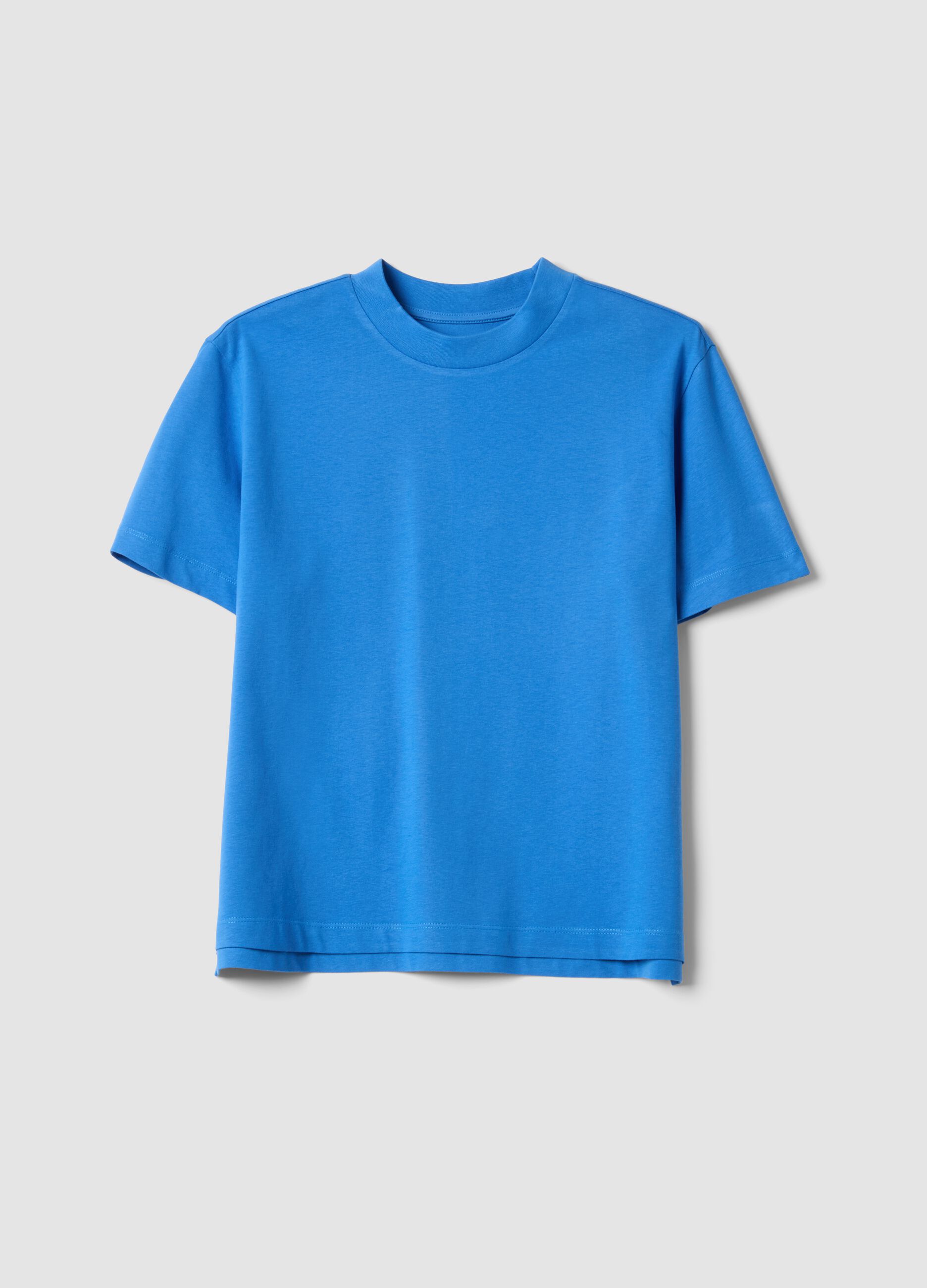Blaues Regular-Fit T-Shirt aus reiner Baumwolle