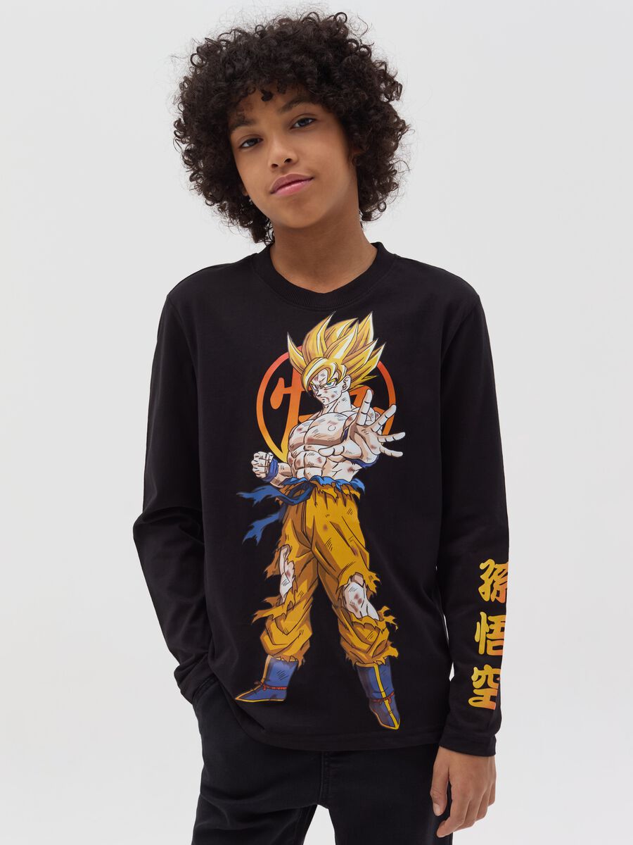 Long-sleeved T-shirt with Goku print_0