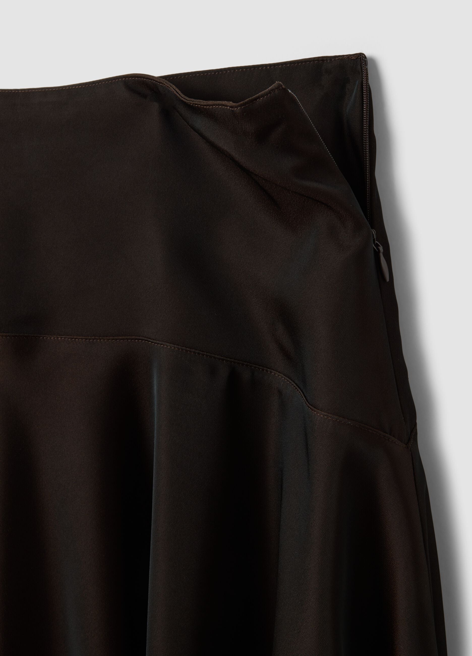 Brown midi skirt with asymmetric hem