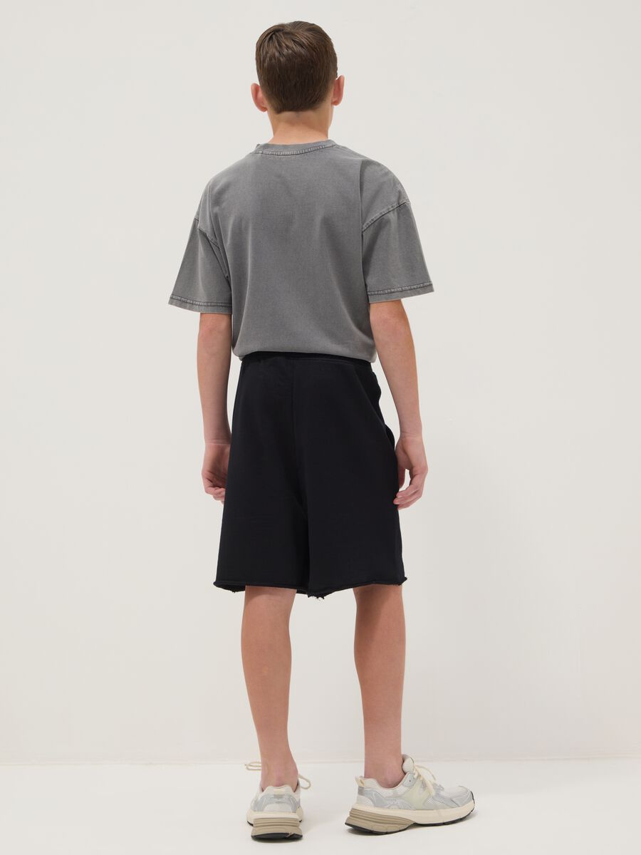 Boys' oversized fit pure cotton black shorts_1