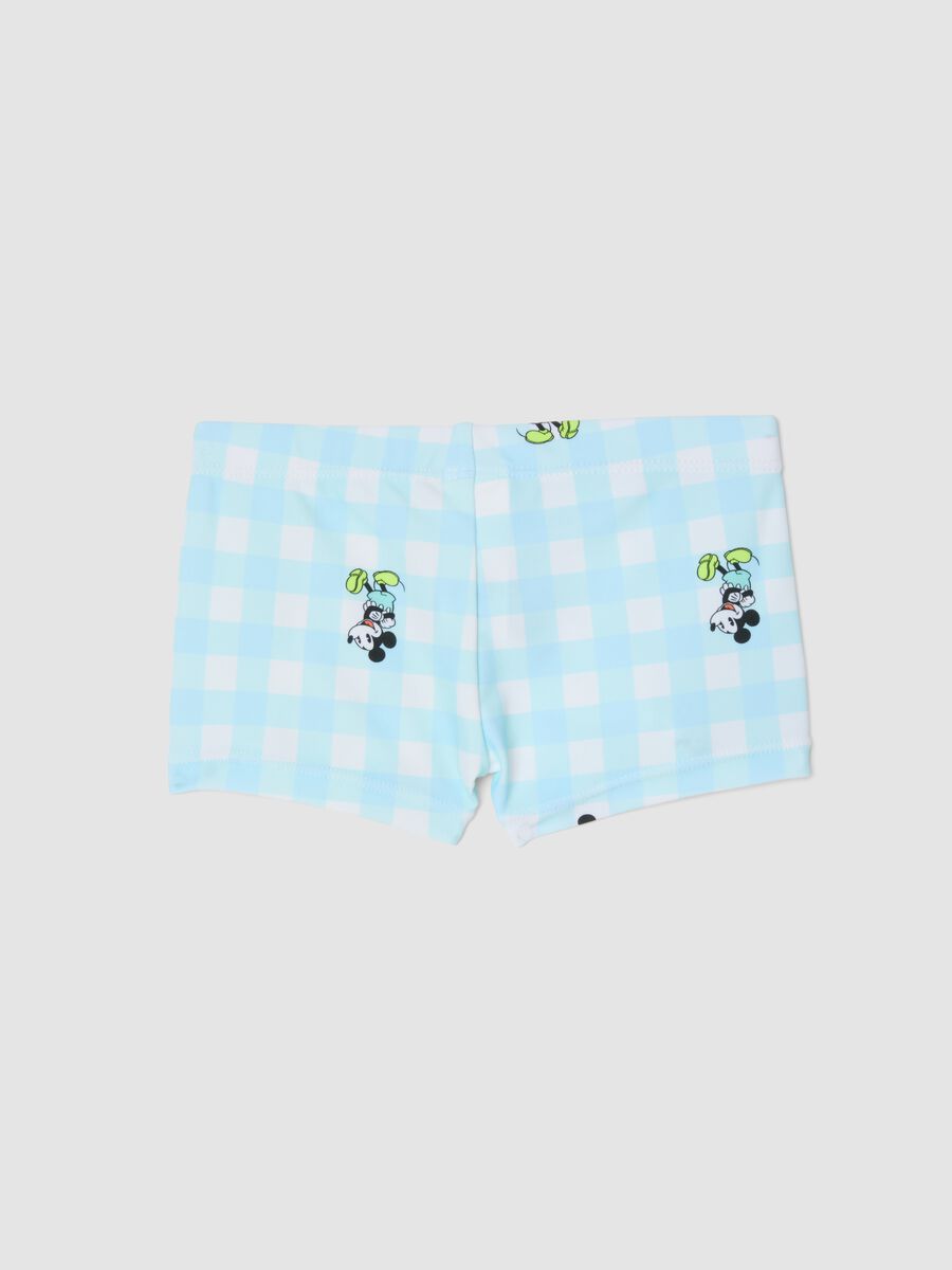 Baby Mickey blue and white gingham swim briefs_1