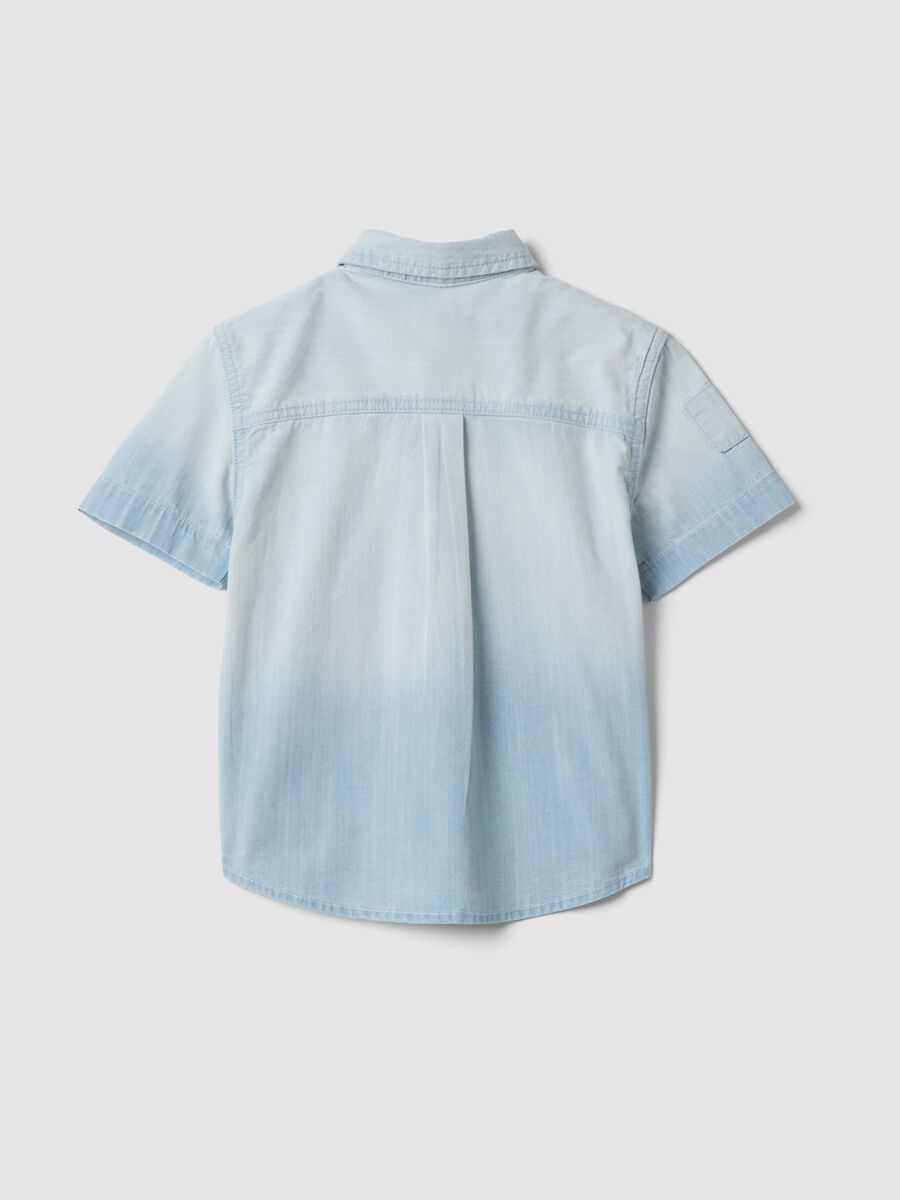 Light blue pure cotton short-sleeve shirt_1